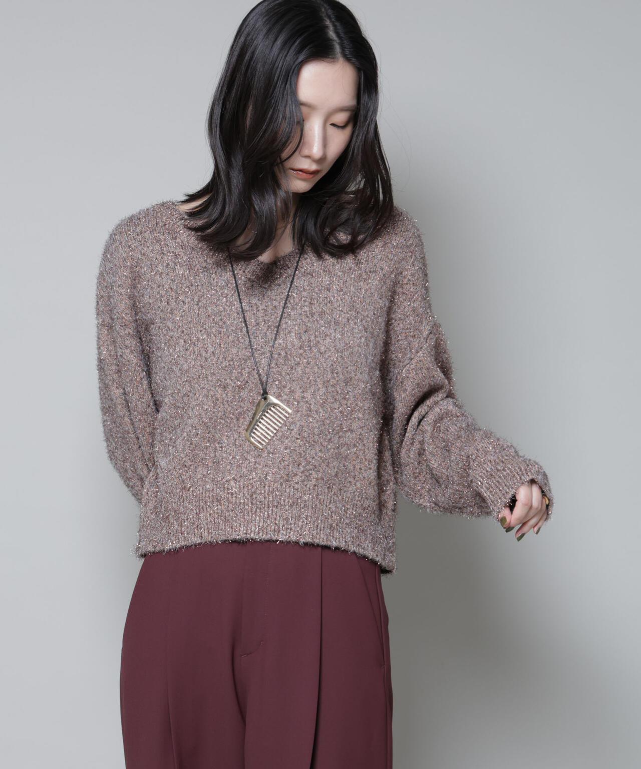 前後2wayラメミックスフェザーニット 6695222335