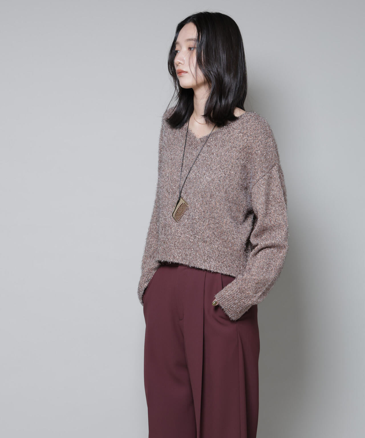 前後2wayラメミックスフェザーニット 6695222335