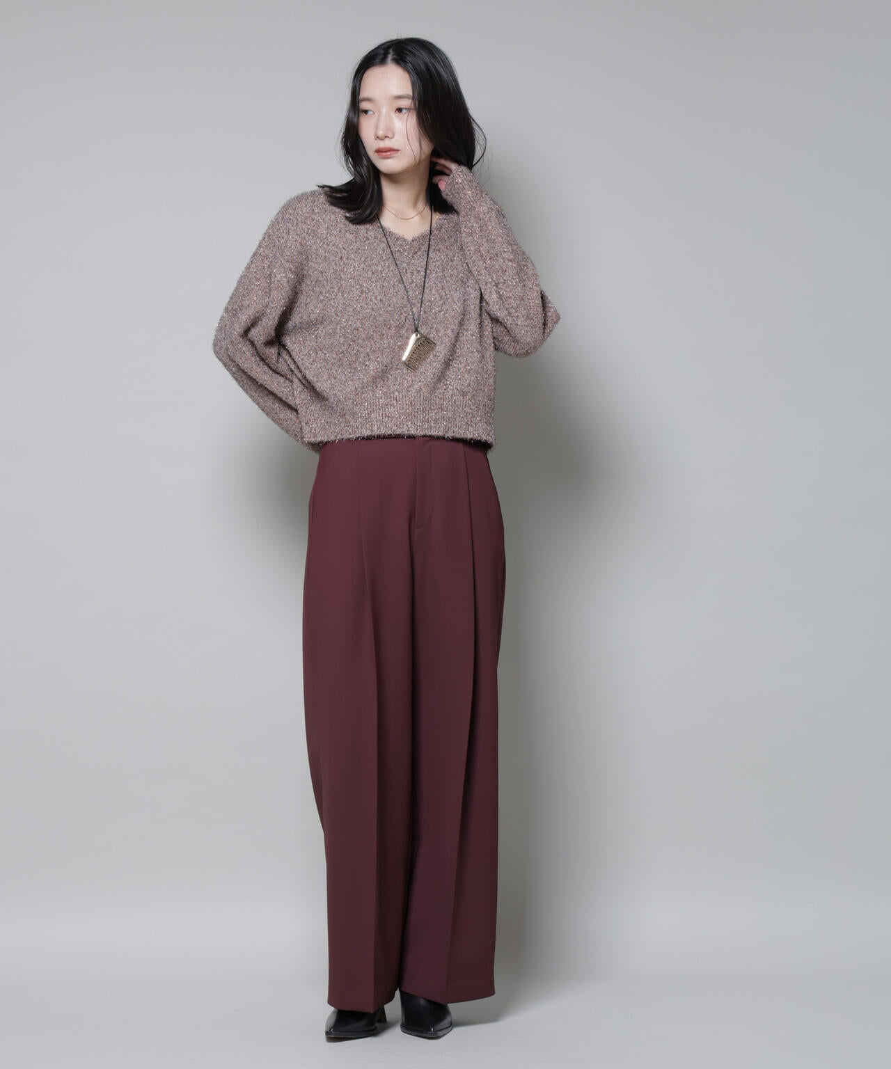 前後2wayラメミックスフェザーニット 6695222335