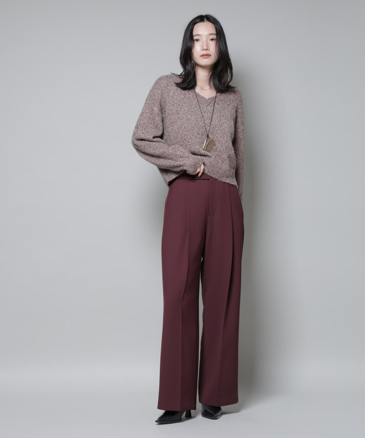 前後2wayラメミックスフェザーニット 6695222335