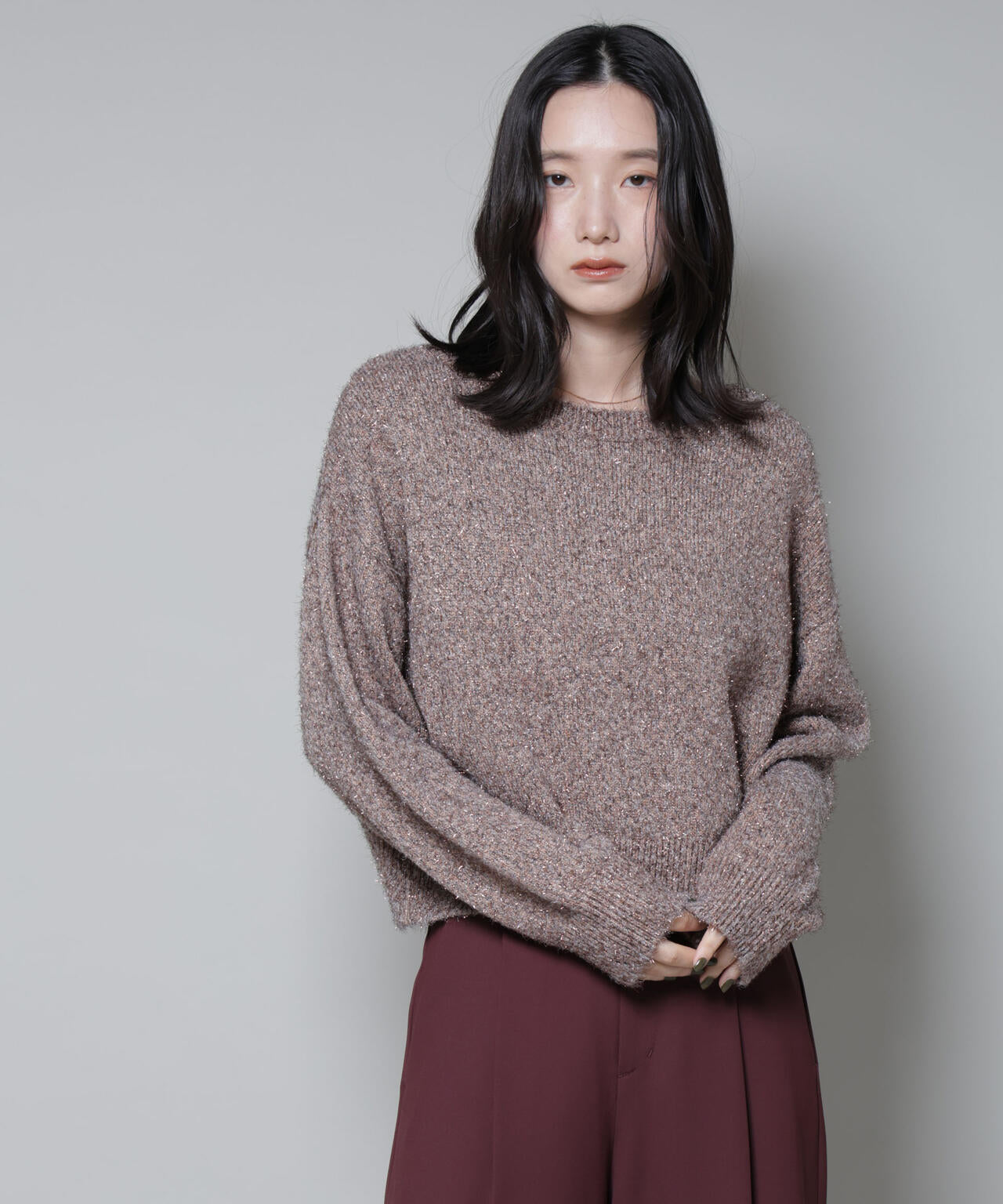 前後2wayラメミックスフェザーニット 6695222335