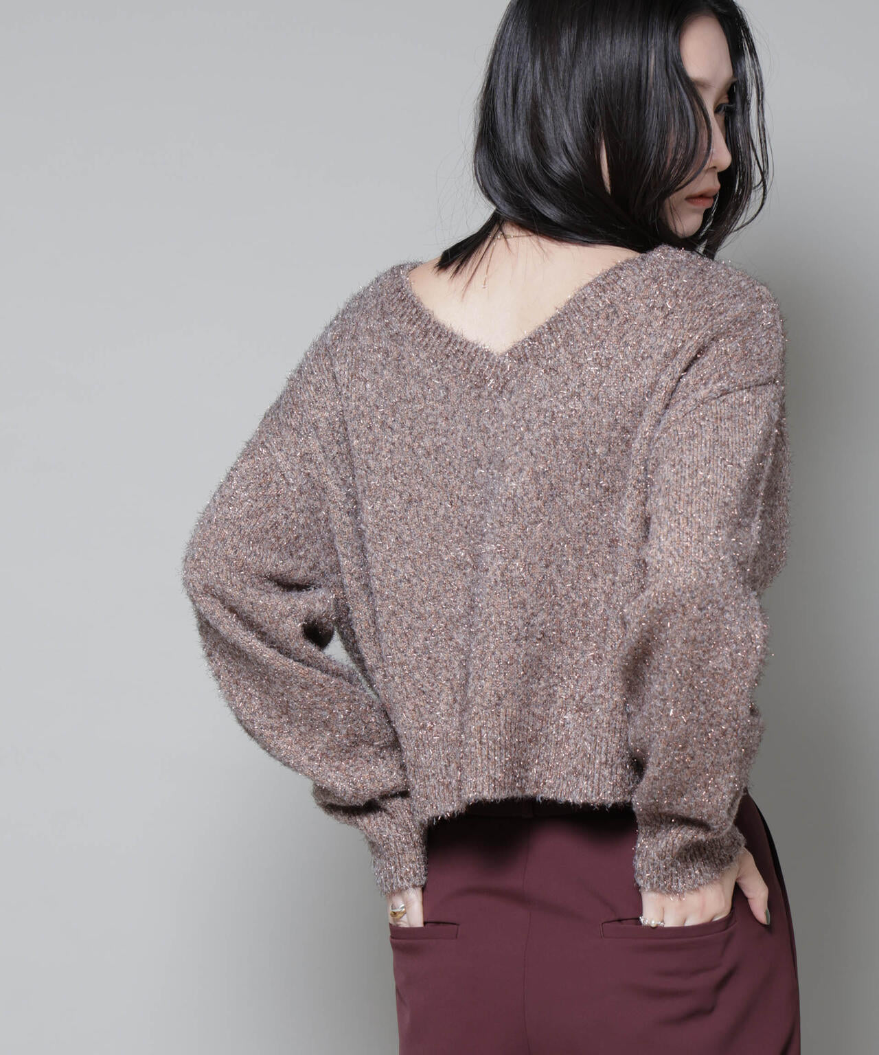 前後2wayラメミックスフェザーニット 6695222335