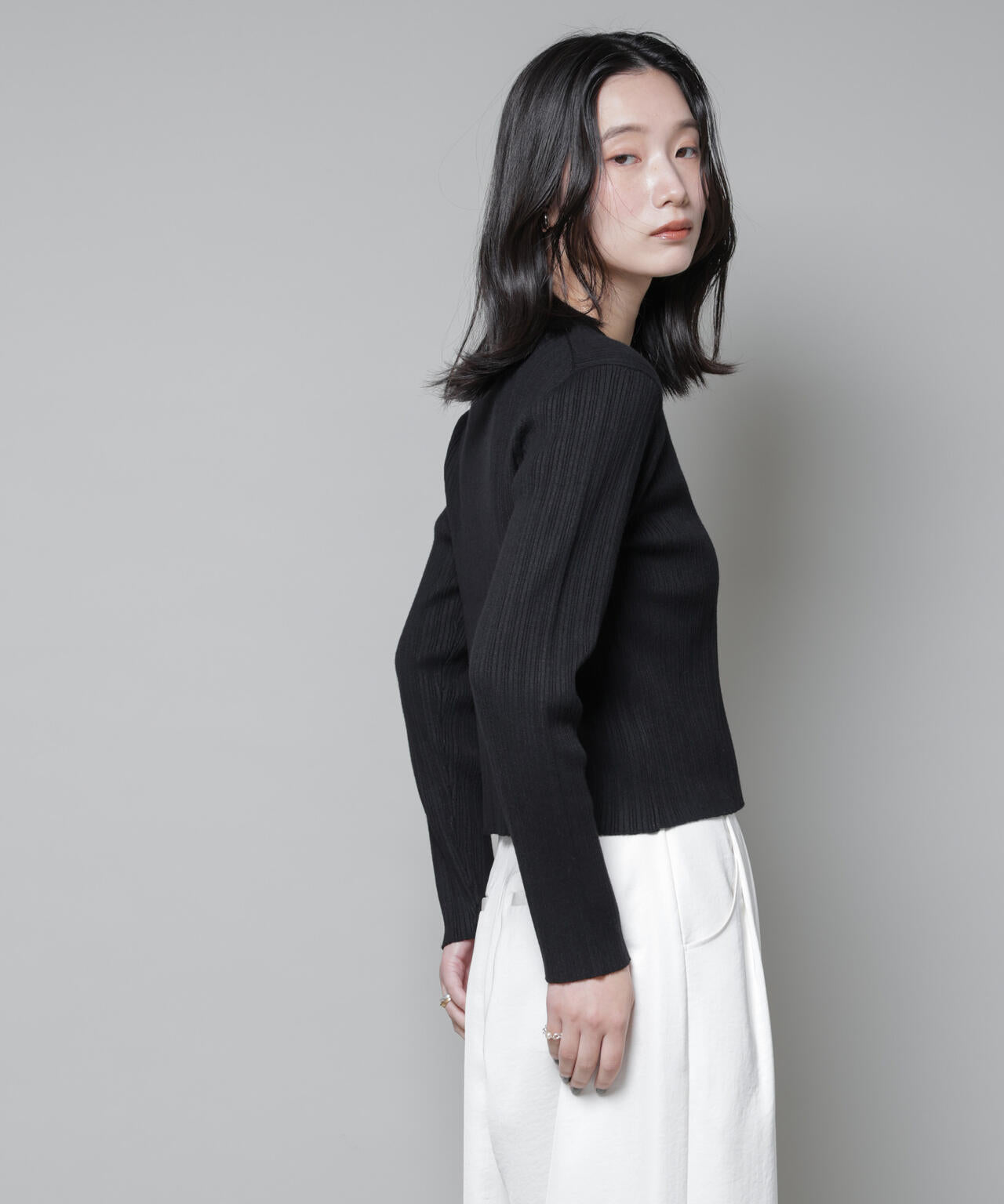 ホホバオイル加工ランダムリブカーディガン 6695222340