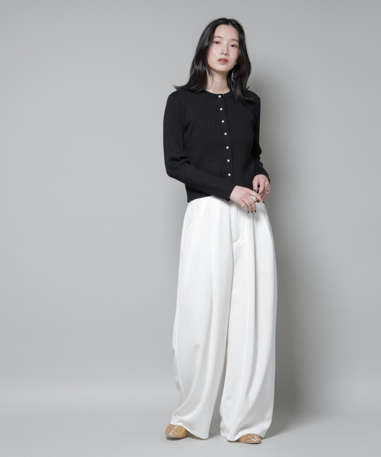 ホホバオイル加工ランダムリブカーディガン 6695222340