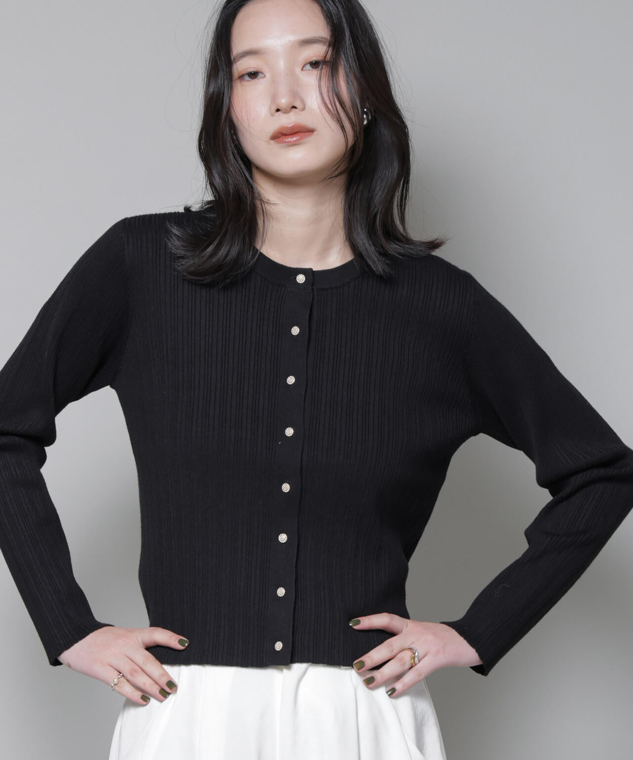 ホホバオイル加工ランダムリブカーディガン 6695222340