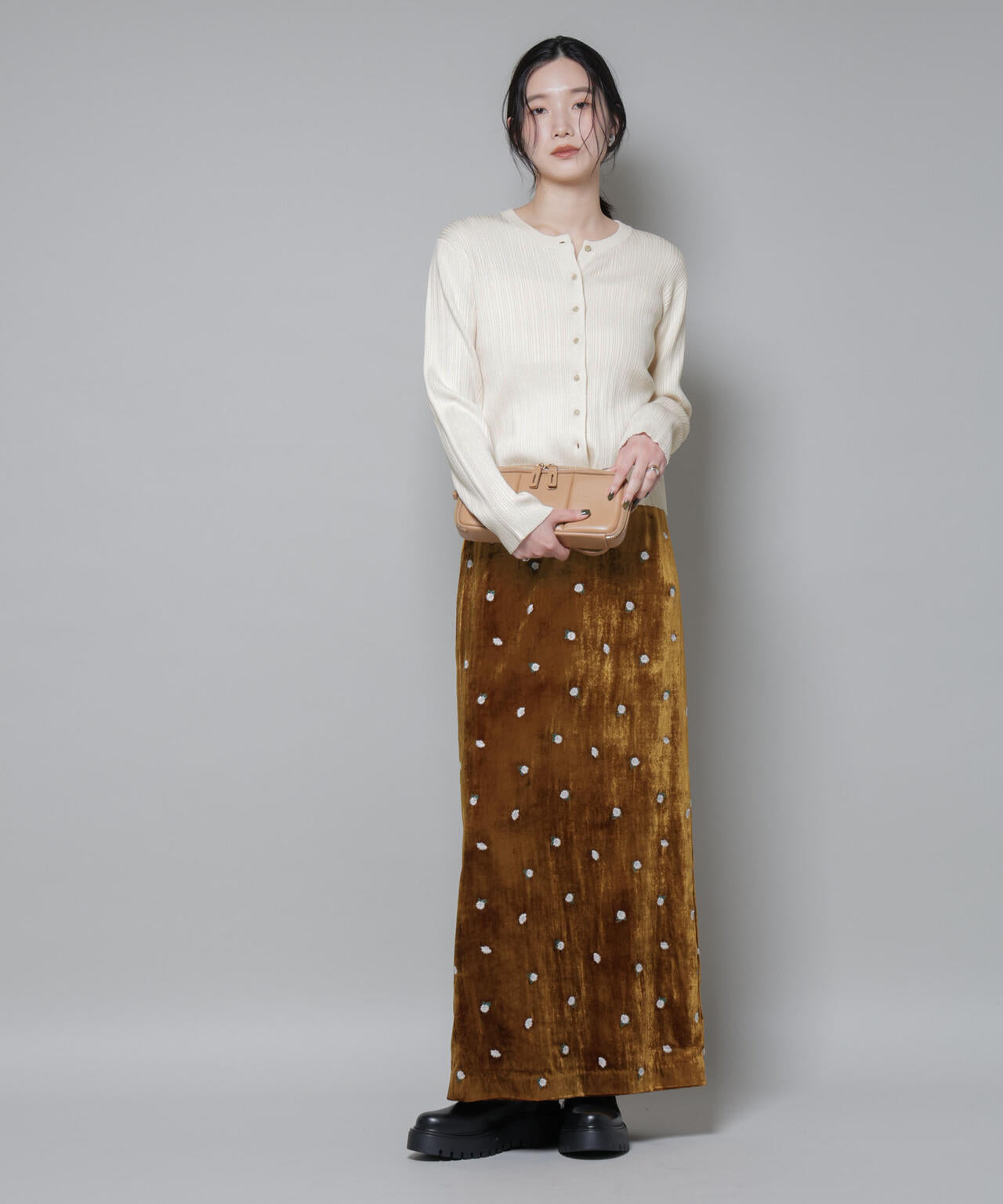 ホホバオイル加工ランダムリブカーディガン 6695222340