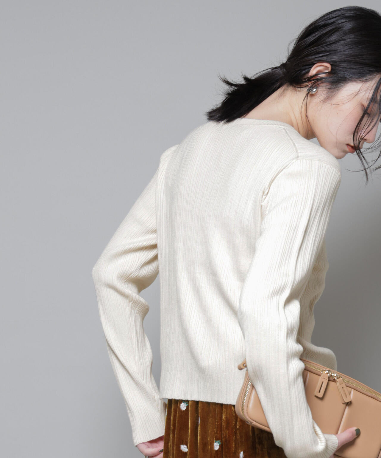 ホホバオイル加工ランダムリブカーディガン 6695222340