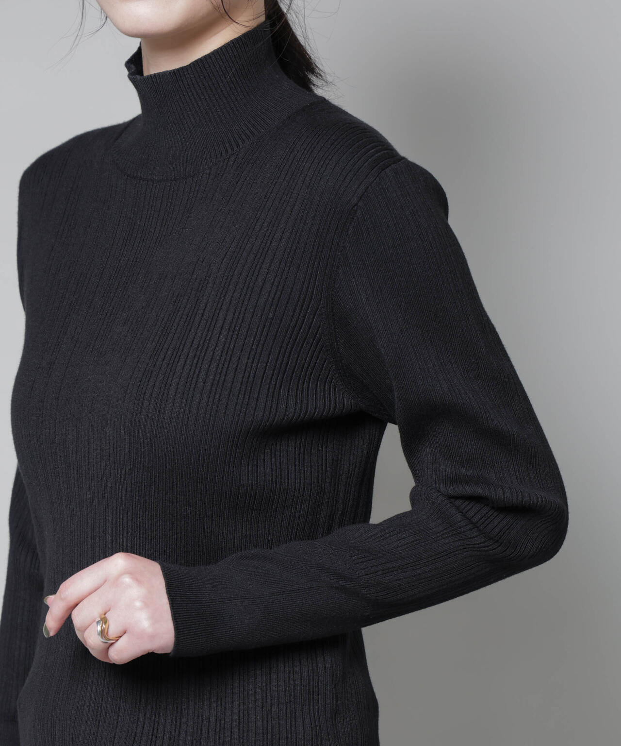 ホホバオイル加工ランダムリブタートルニット 6695222341