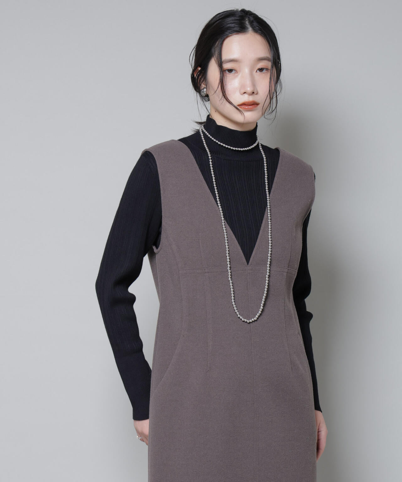 ホホバオイル加工ランダムリブタートルニット