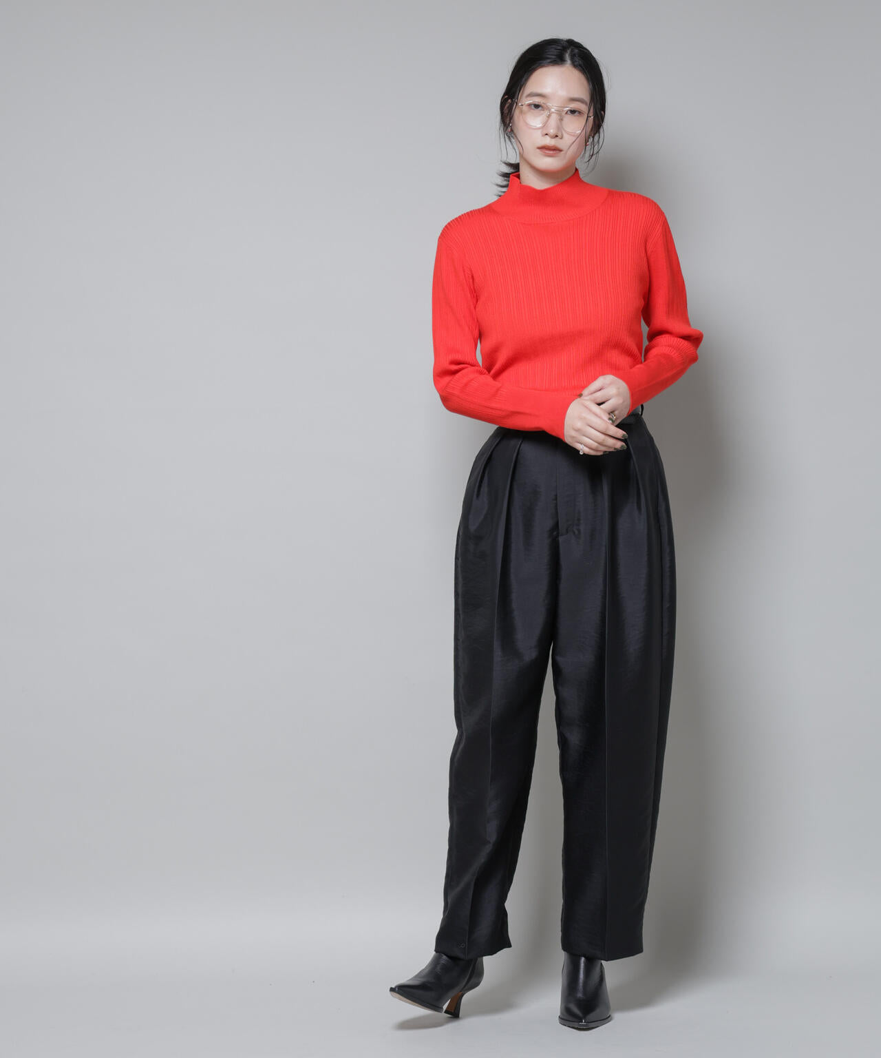 ホホバオイル加工ランダムリブタートルニット 6695222341