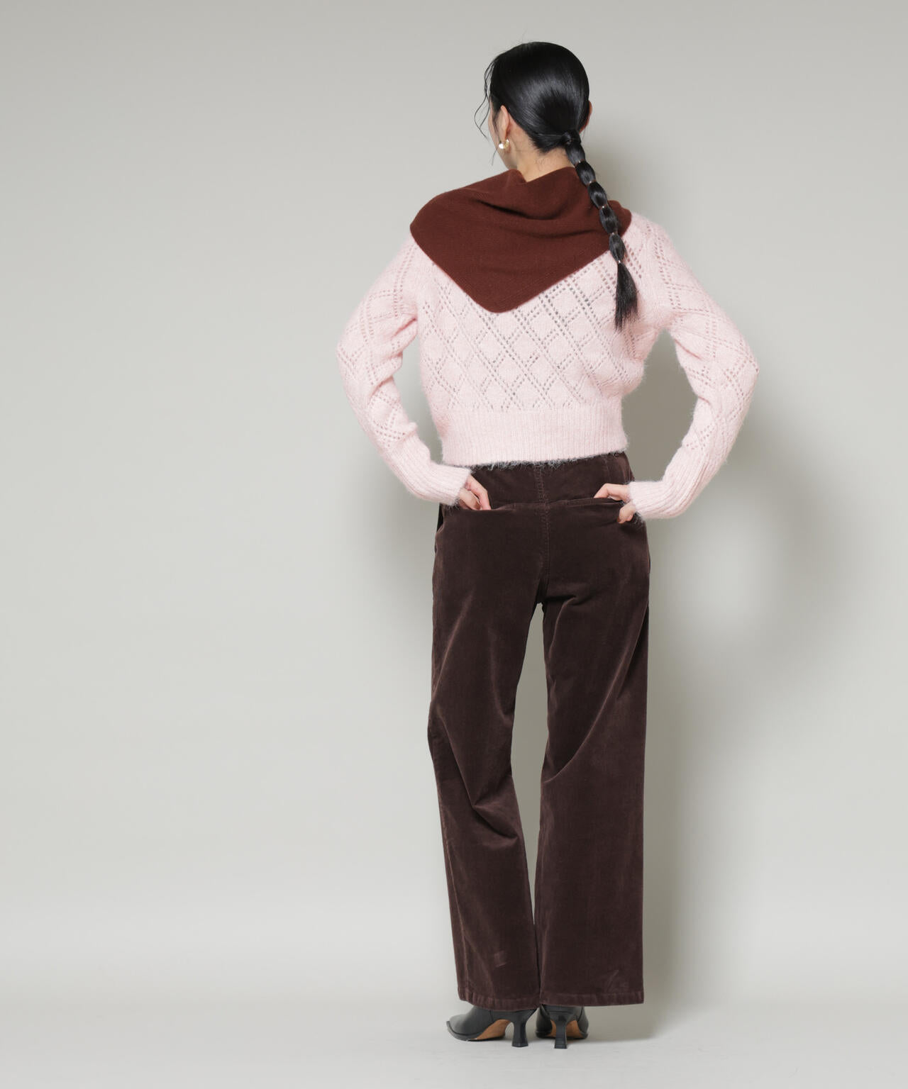 ヘアリー透かしダイヤ柄ニットプルオーバー 6695222344