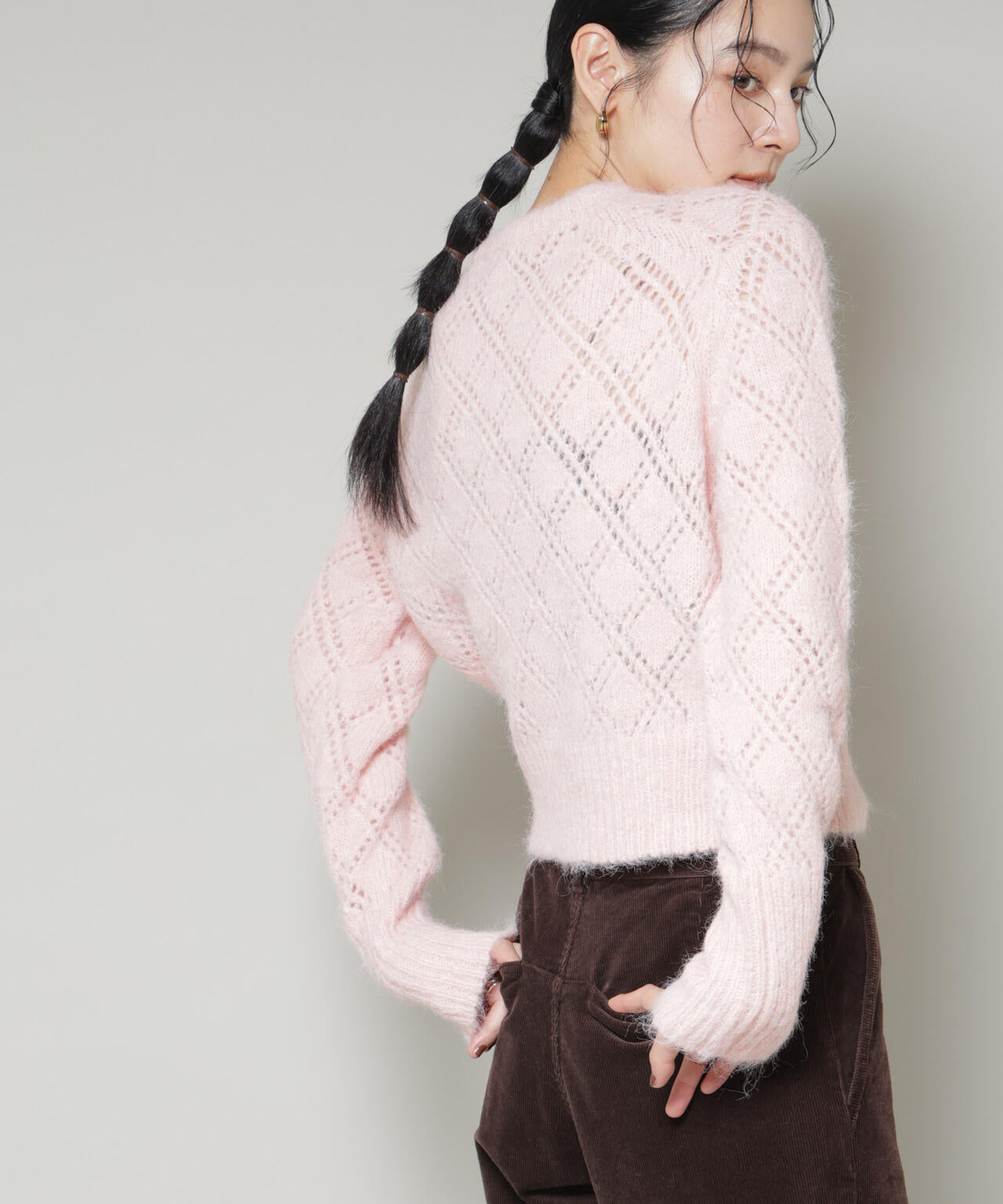 ナノユニバース（NANO universe）/ヘアリー透かしダイヤ柄ニットプルオーバー ヘアリー透かし ダイヤ柄 ニットプルオーバー