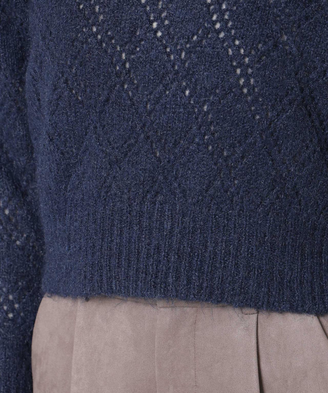 ヘアリー透かしダイヤ柄ニットプルオーバー 6695222344