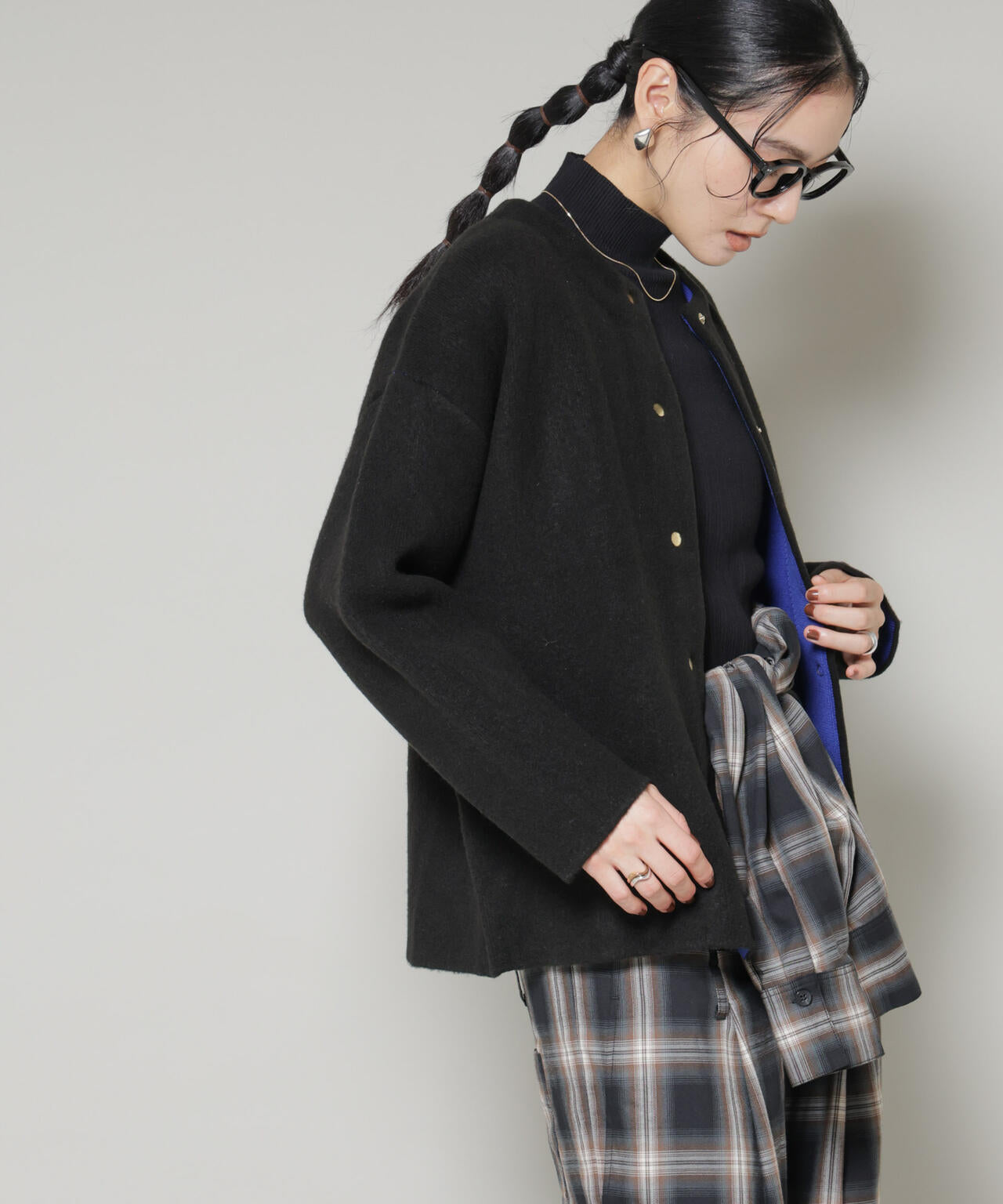 ダブルフェイス ニット カーディガン