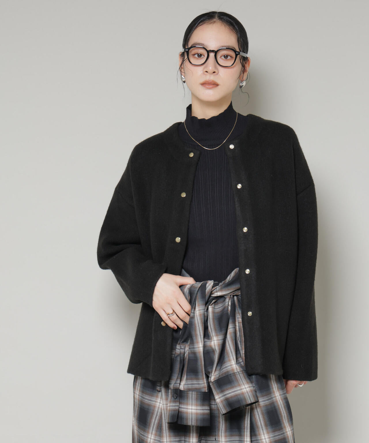 美品　45R 圧縮縮絨　ダブルフェイス　ニットジャケット カーディガン　M 美品 45R 圧縮縮絨 ダブルフェイス ニットジャケット カーディガン M