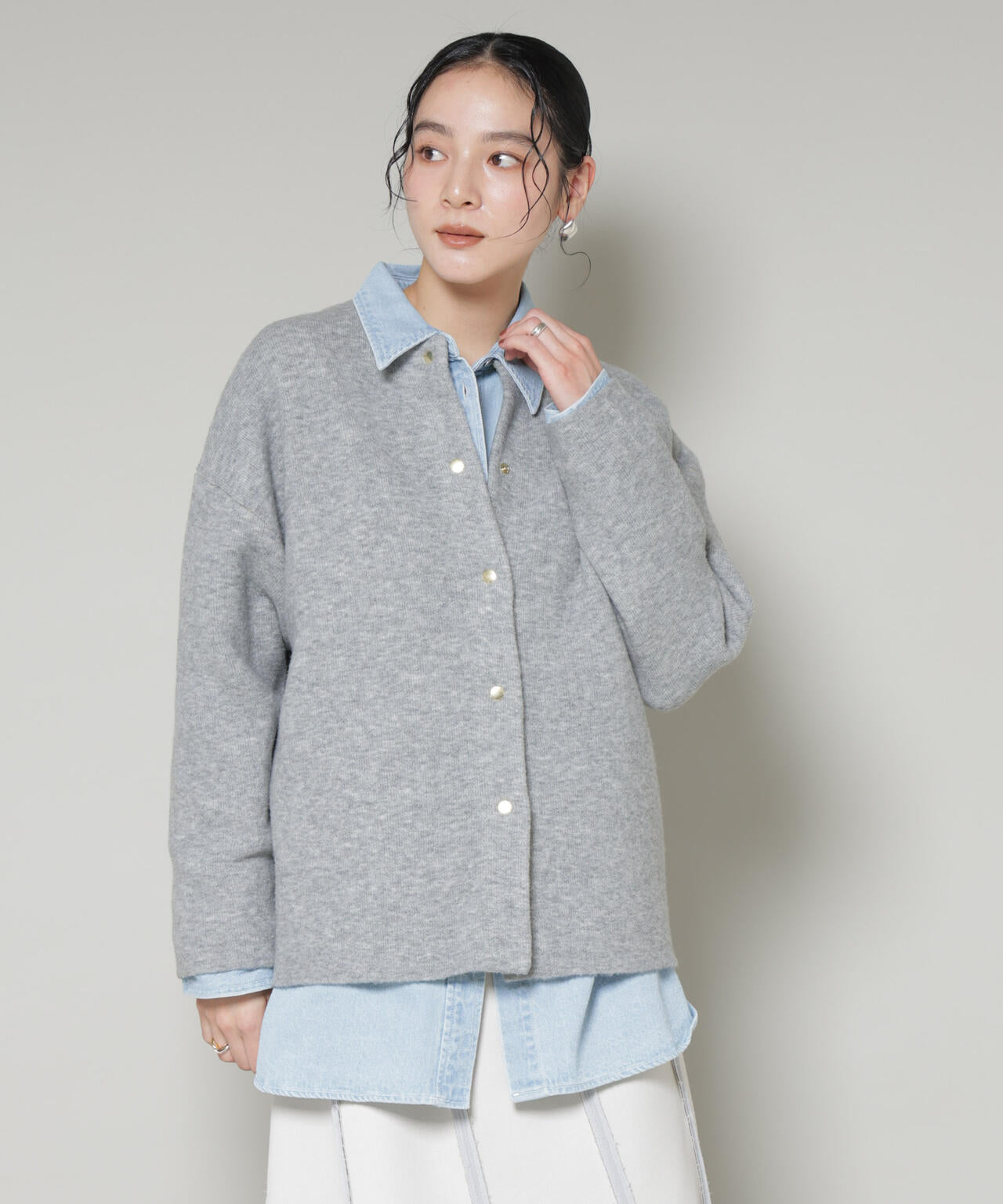 ダブルフェイス ニット カーディガン