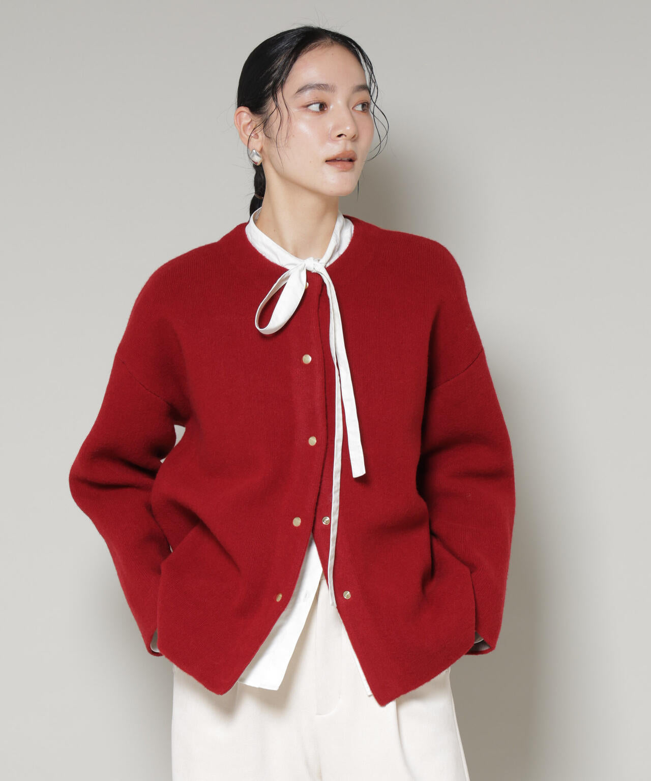 ダブルフェイス ニット カーディガン