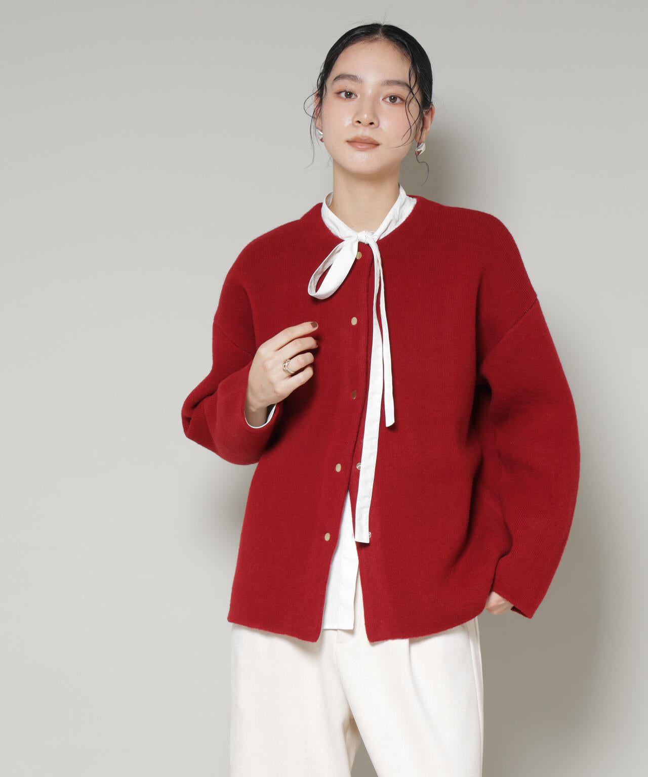 ダブルフェイス ニット カーディガン