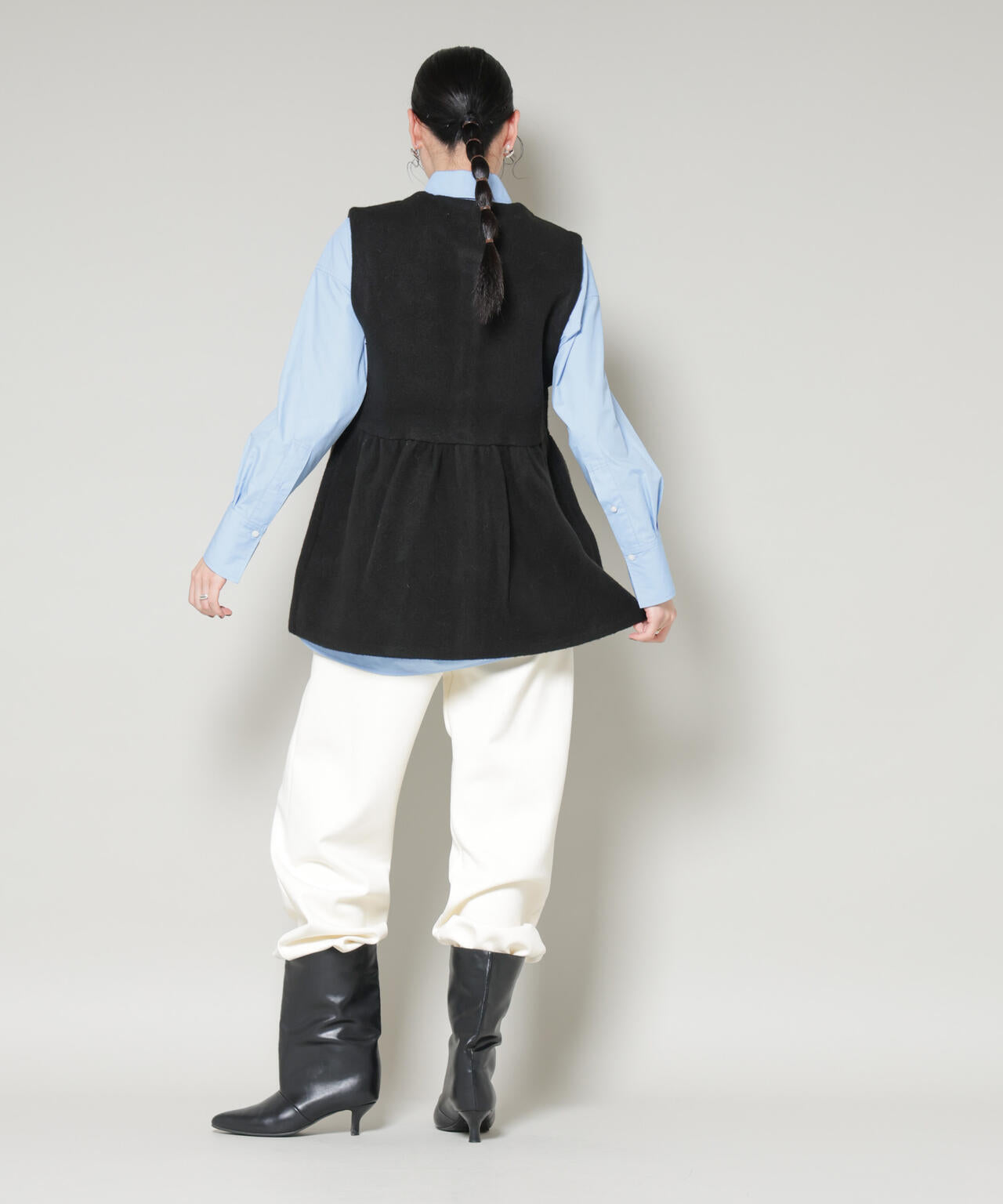 ダブルフェイスペプラムニットベスト 6695222346