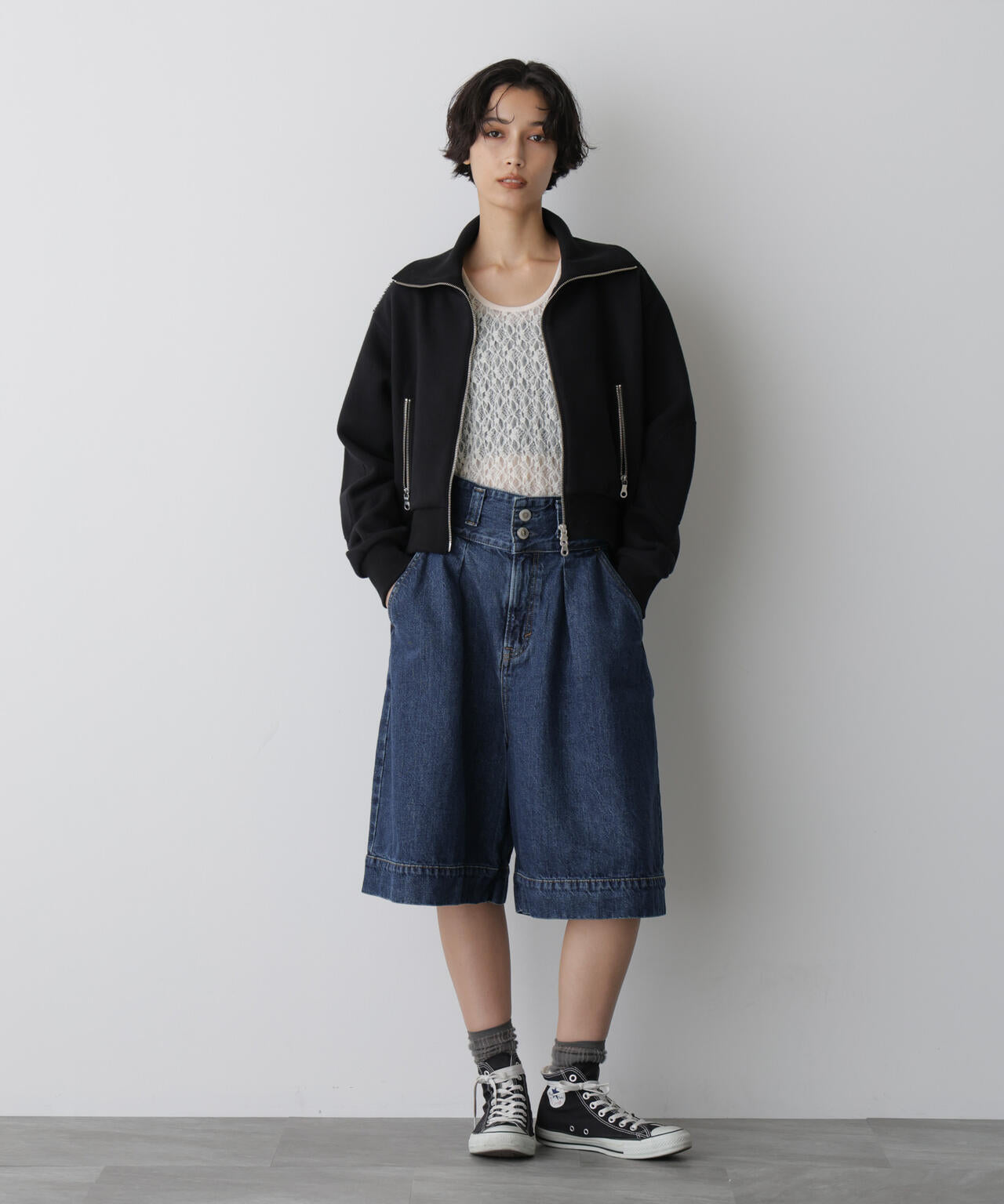 「STEVELOUR」コンパクトダブルジップスウェット 6695223310