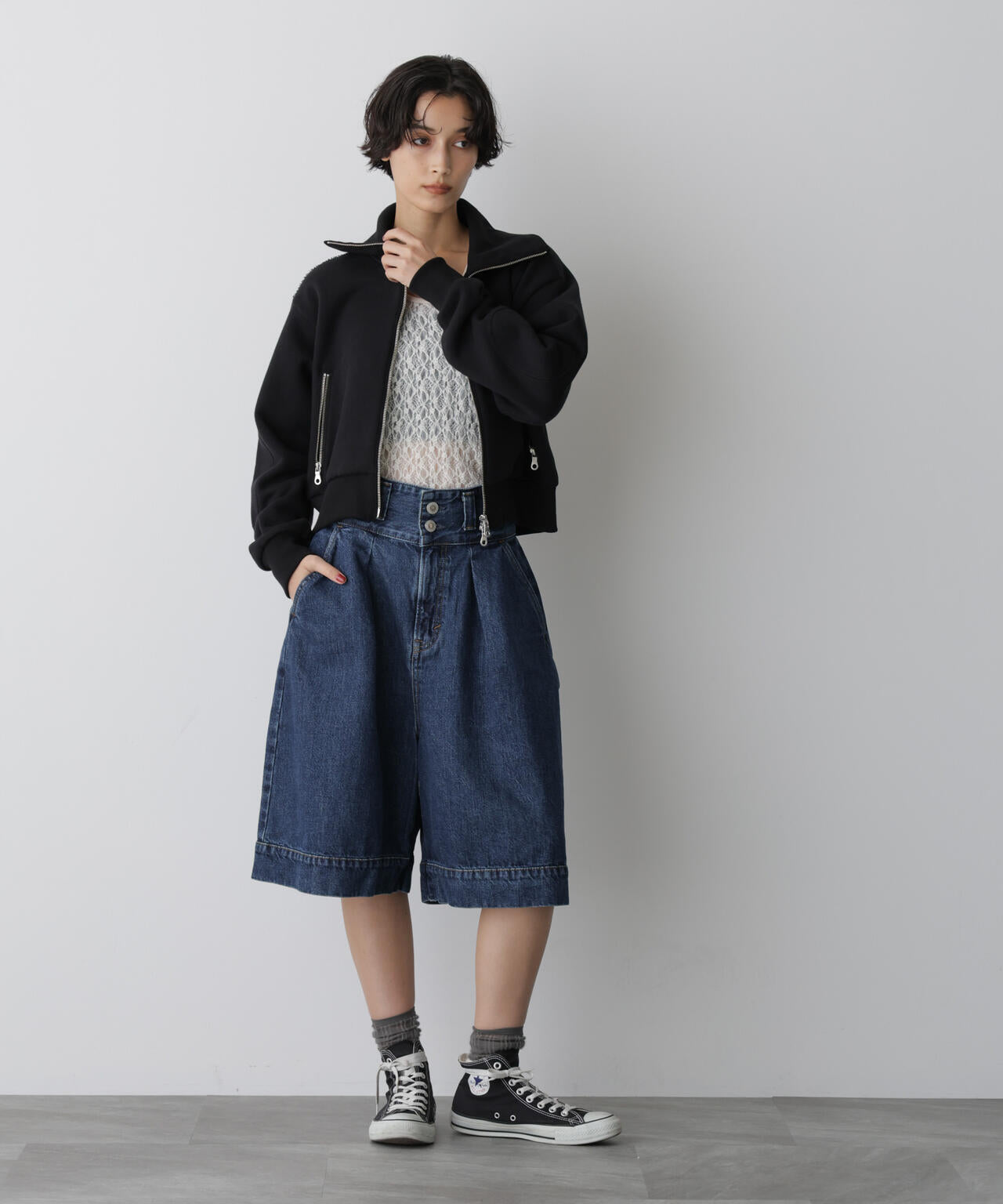 「STEVELOUR」コンパクトダブルジップスウェット 6695223310