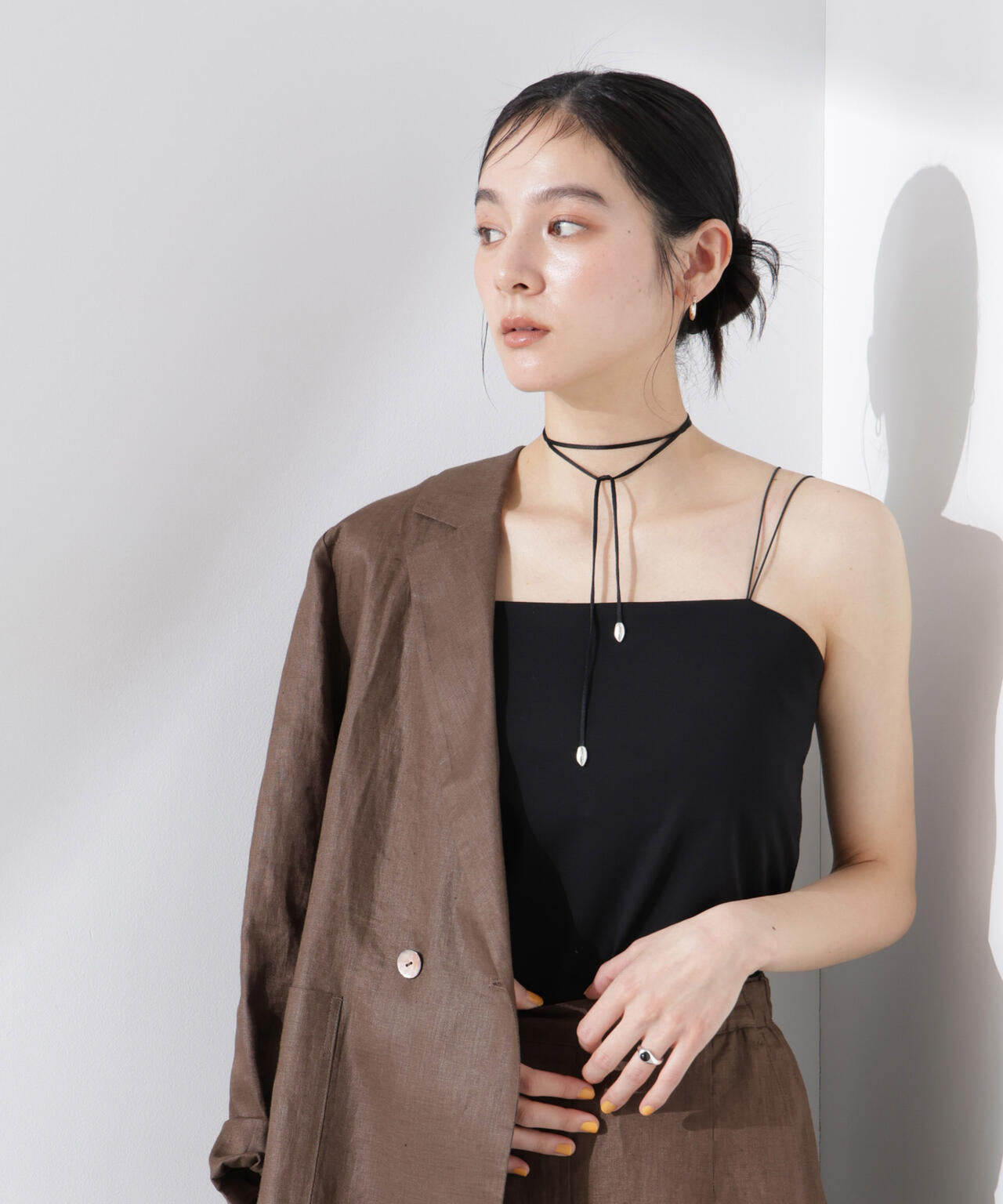 ストレッチポンチカップ付きベアトップキャミソール