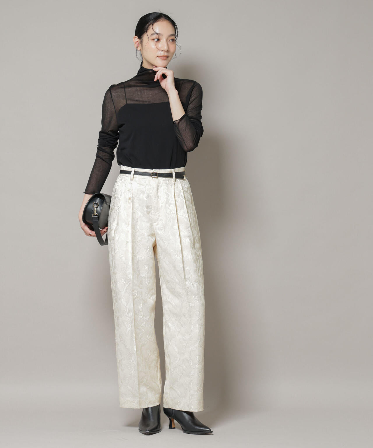 ジャガード タックパンツ