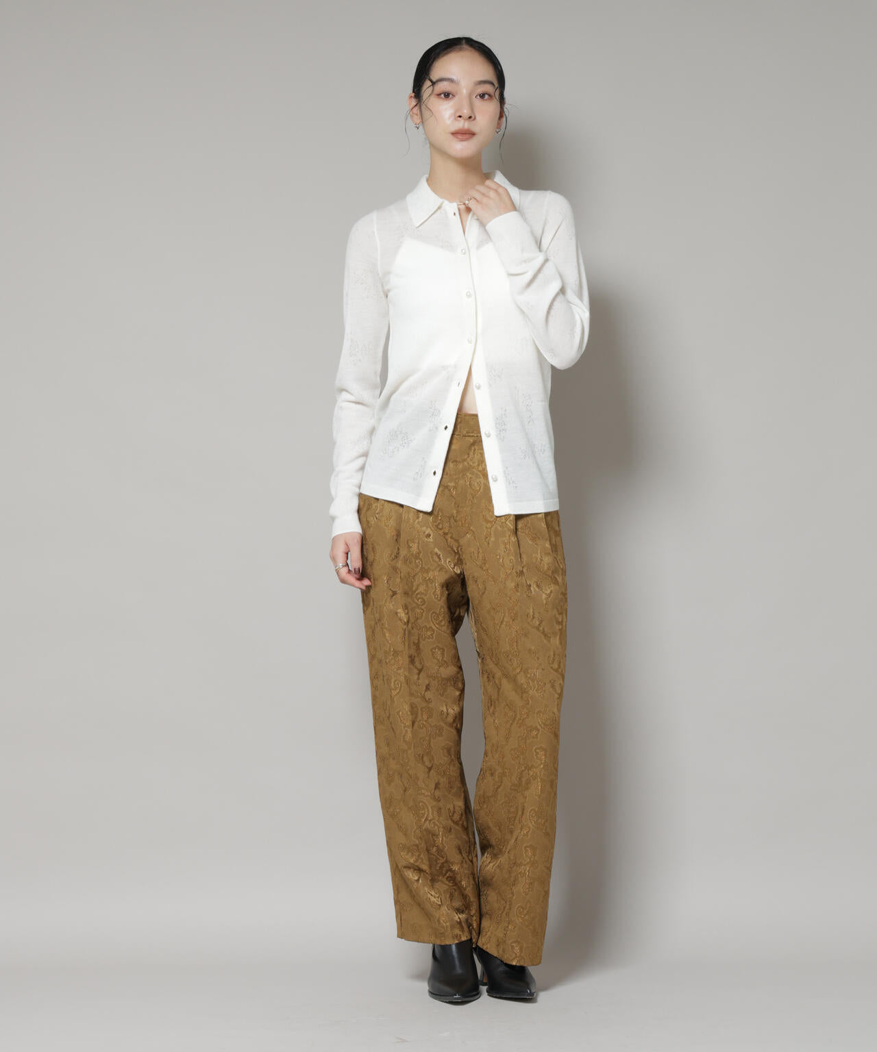 ジャガード タックパンツ