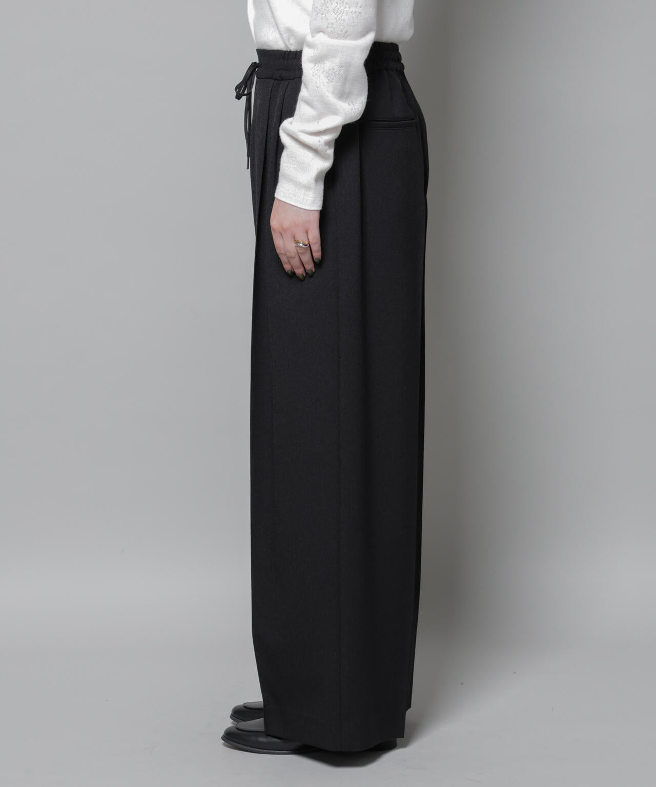 ストレッチサージピンタックイージーワイドパンツ(セットアップ可) 6695227320