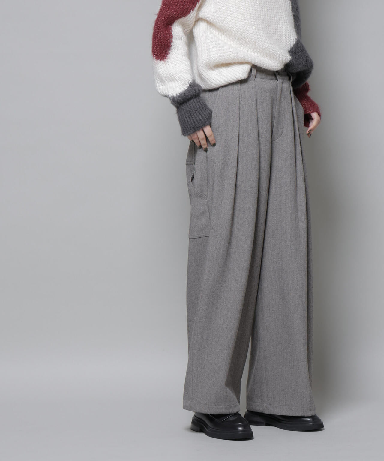 ヘリンボンツイードペインタードロストパンツ 6695227321