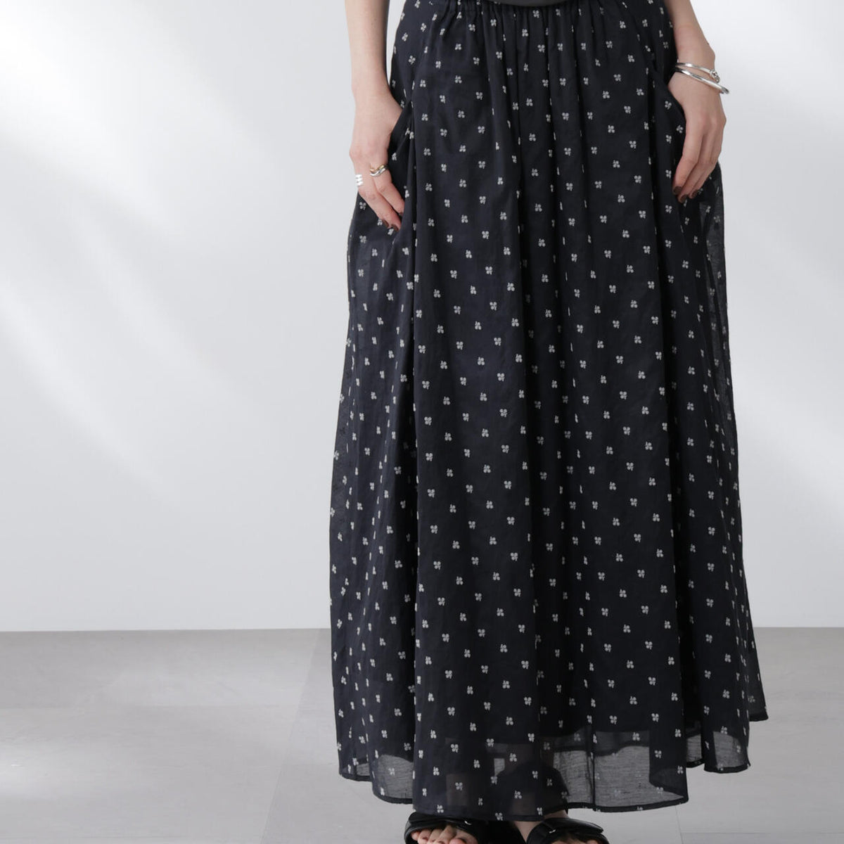 made in india コットンフロッキー フラワースカート