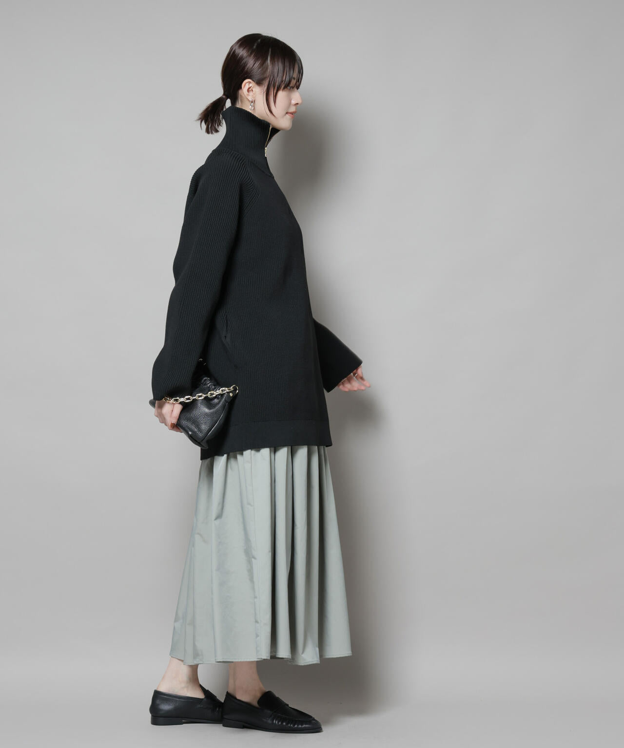 シャンブレータフタティアードギャザースカート 6695230304