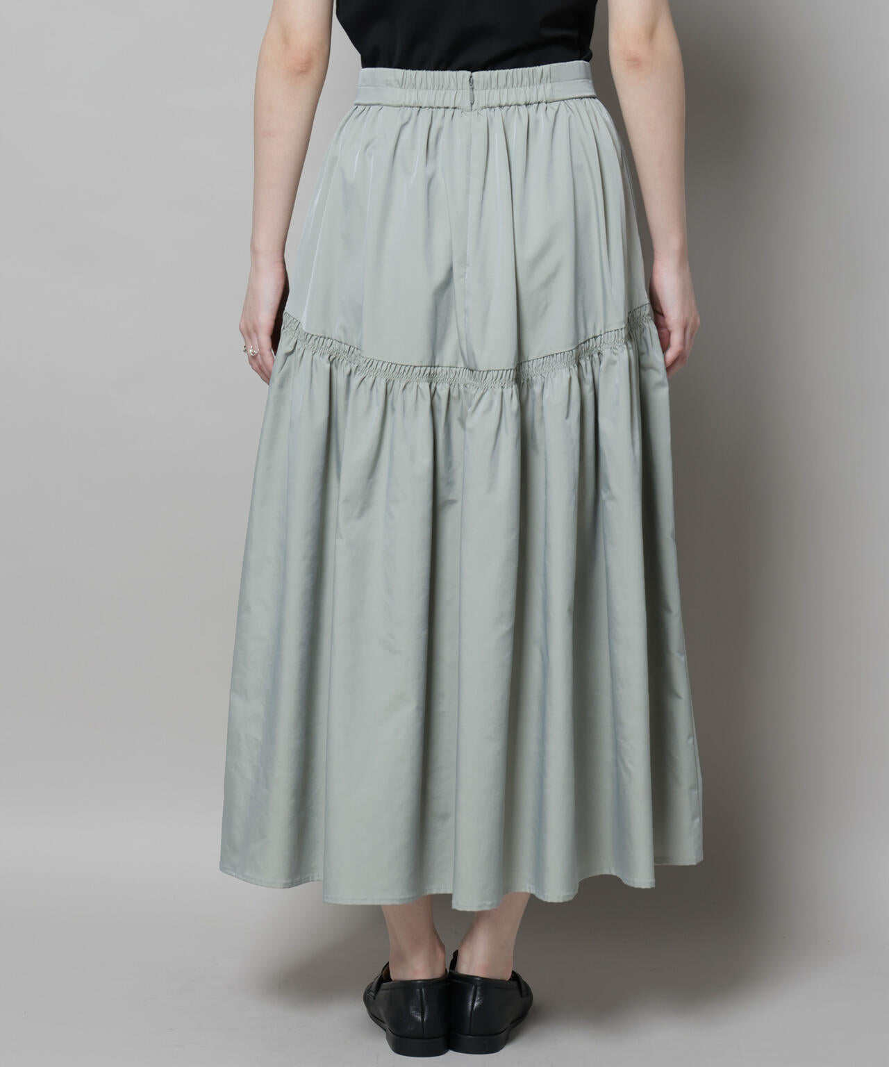 シャンブレータフタティアードギャザースカート 6695230304