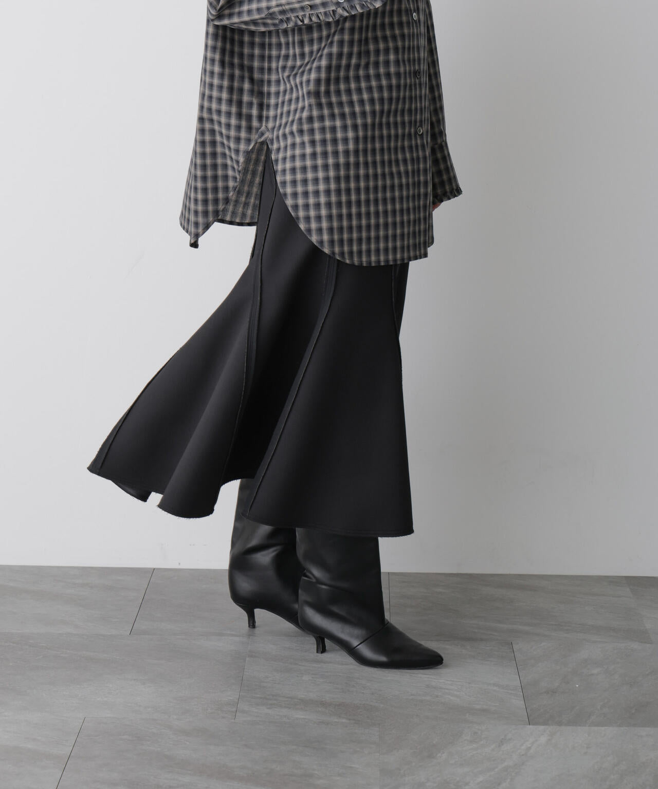 スティナ　ブラックリボンスカート　グレー stina / black ribbon wrap skirt / short / gray