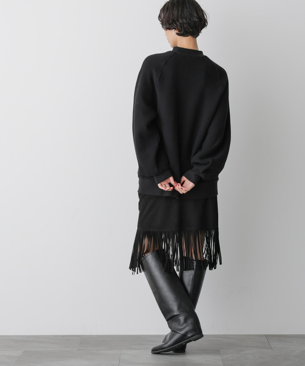 「STEVELOUR」ゴートレザーフリンジスカート 6695230312