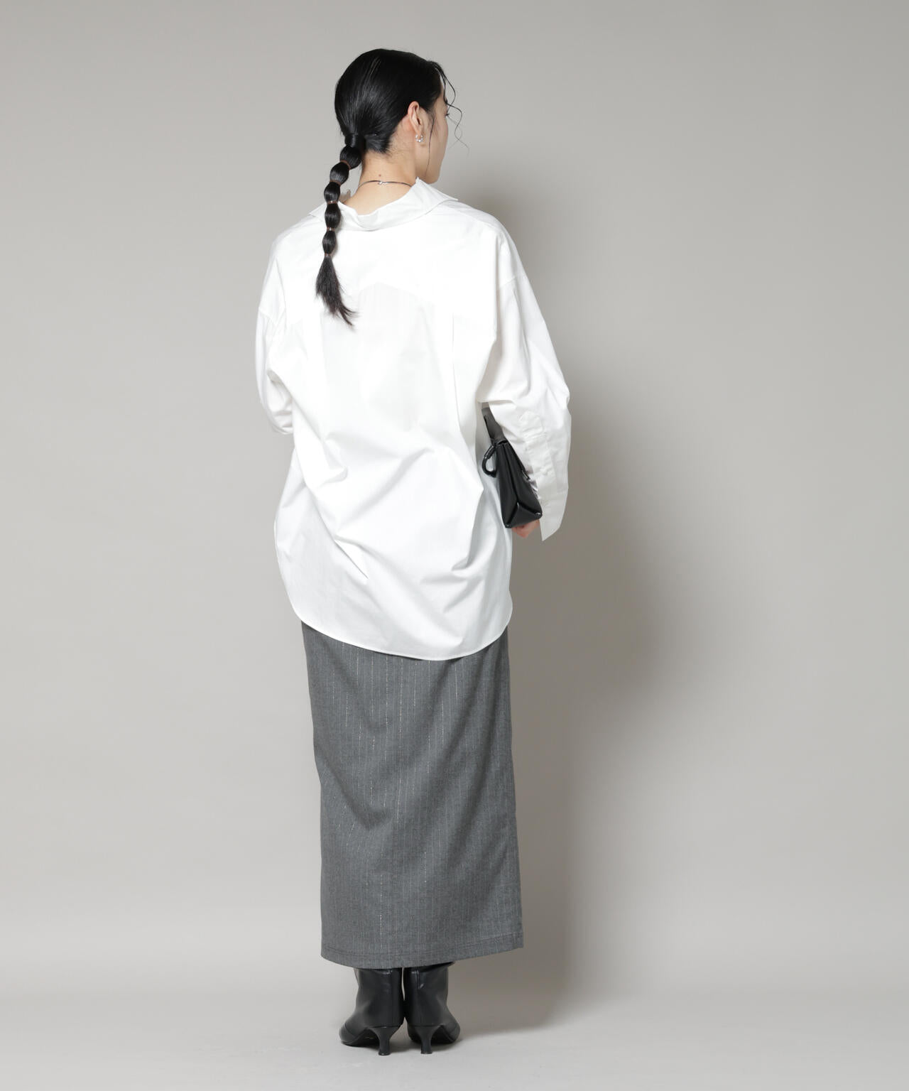 ラメ ストライプ スーチング Iライン スカート