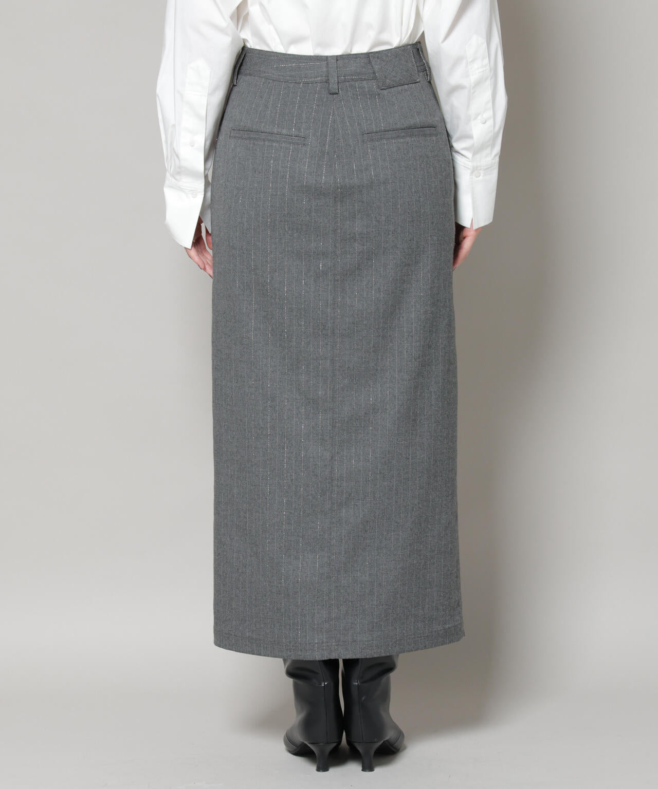 ラメ ストライプ スーチング Iライン スカート