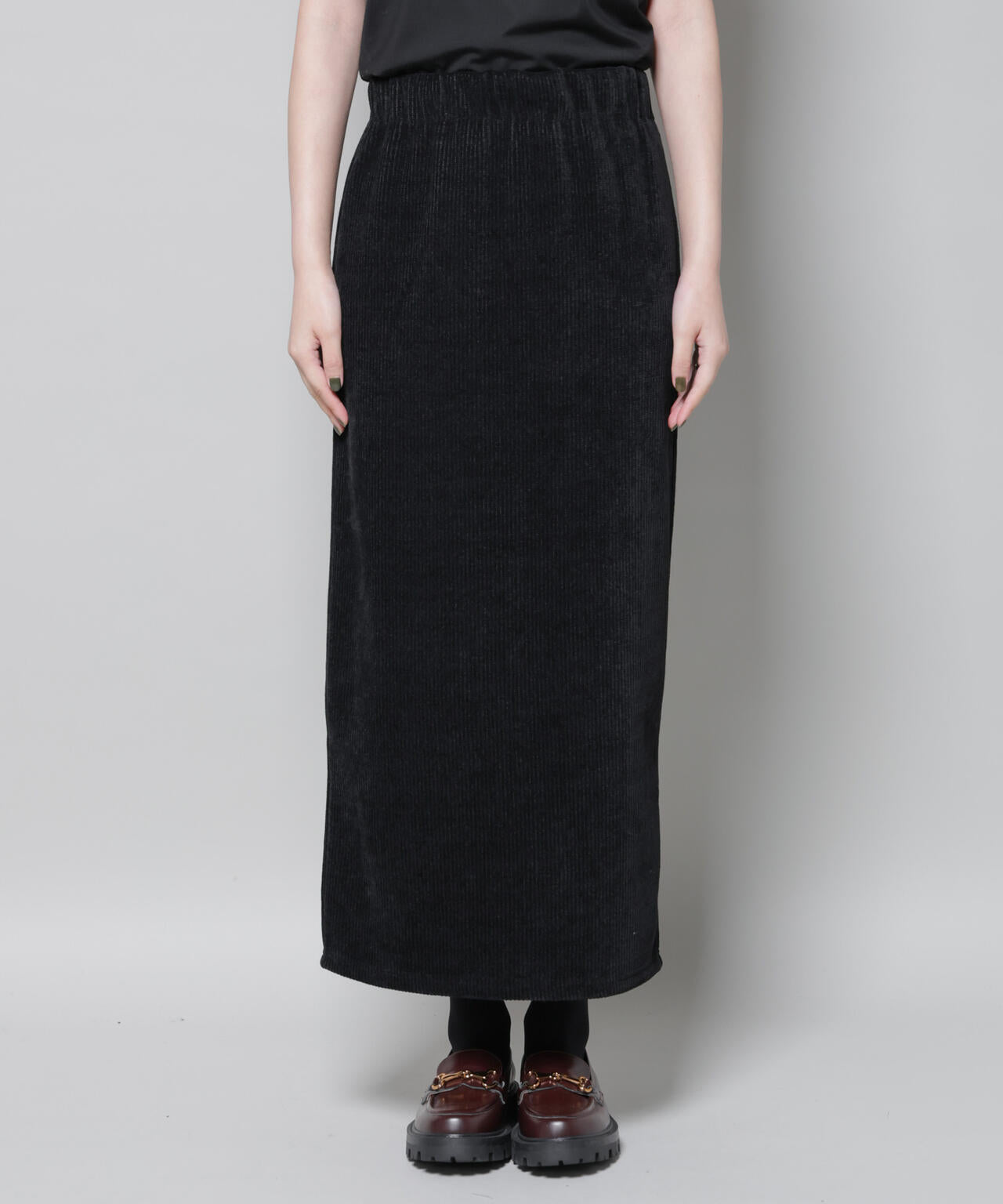 起毛リブカットタイトロングスカート 6695230316