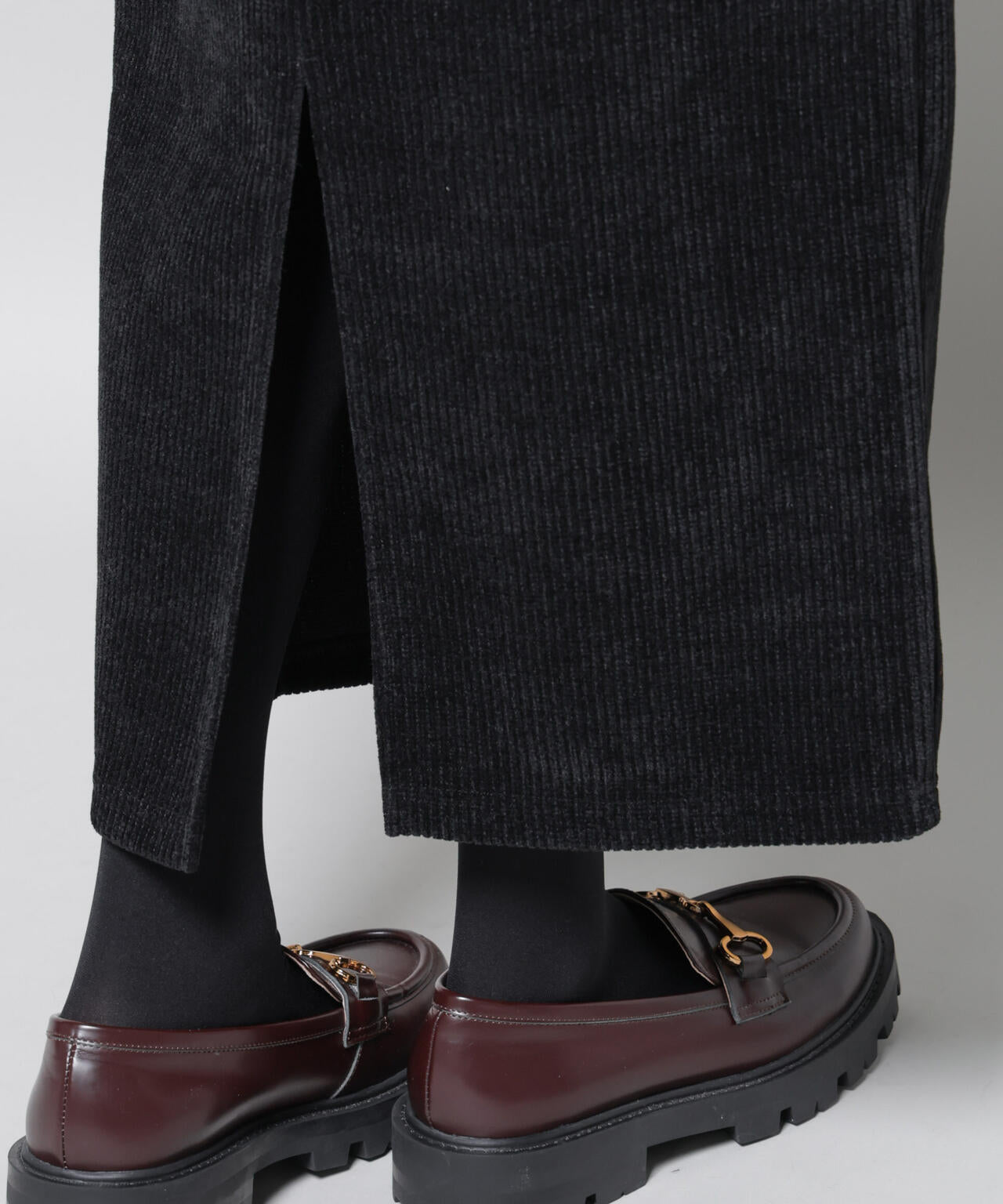 起毛リブカットタイトロングスカート 6695230316