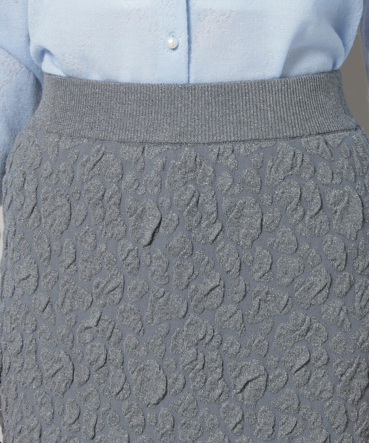 ラメ ジャガード ニット タイトスカート