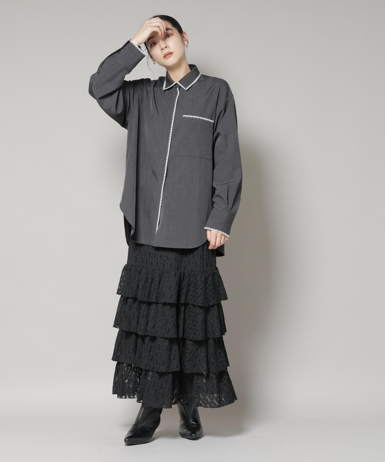 ティアード フリル レース スカート