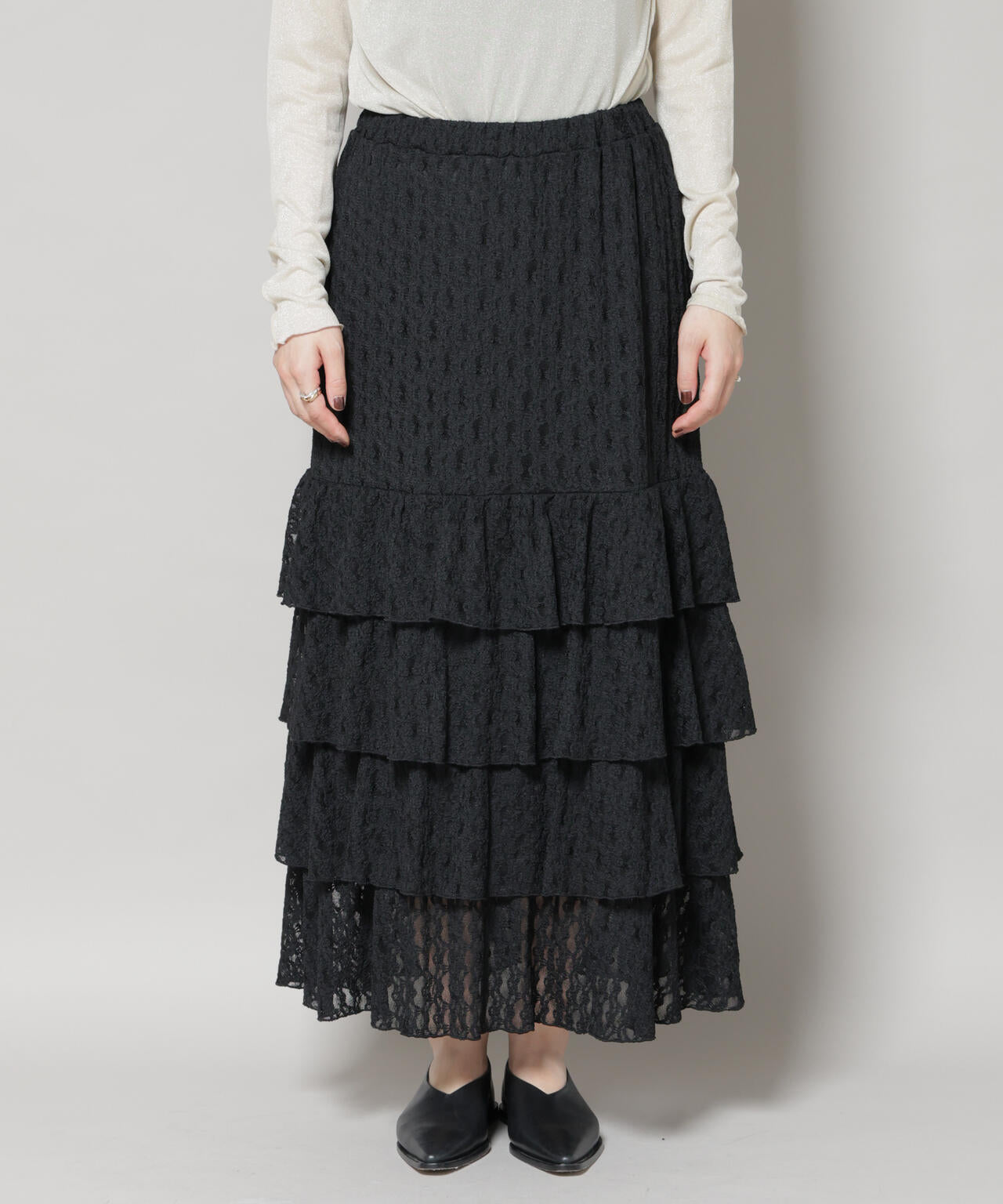 ティアード フリル レース スカート
