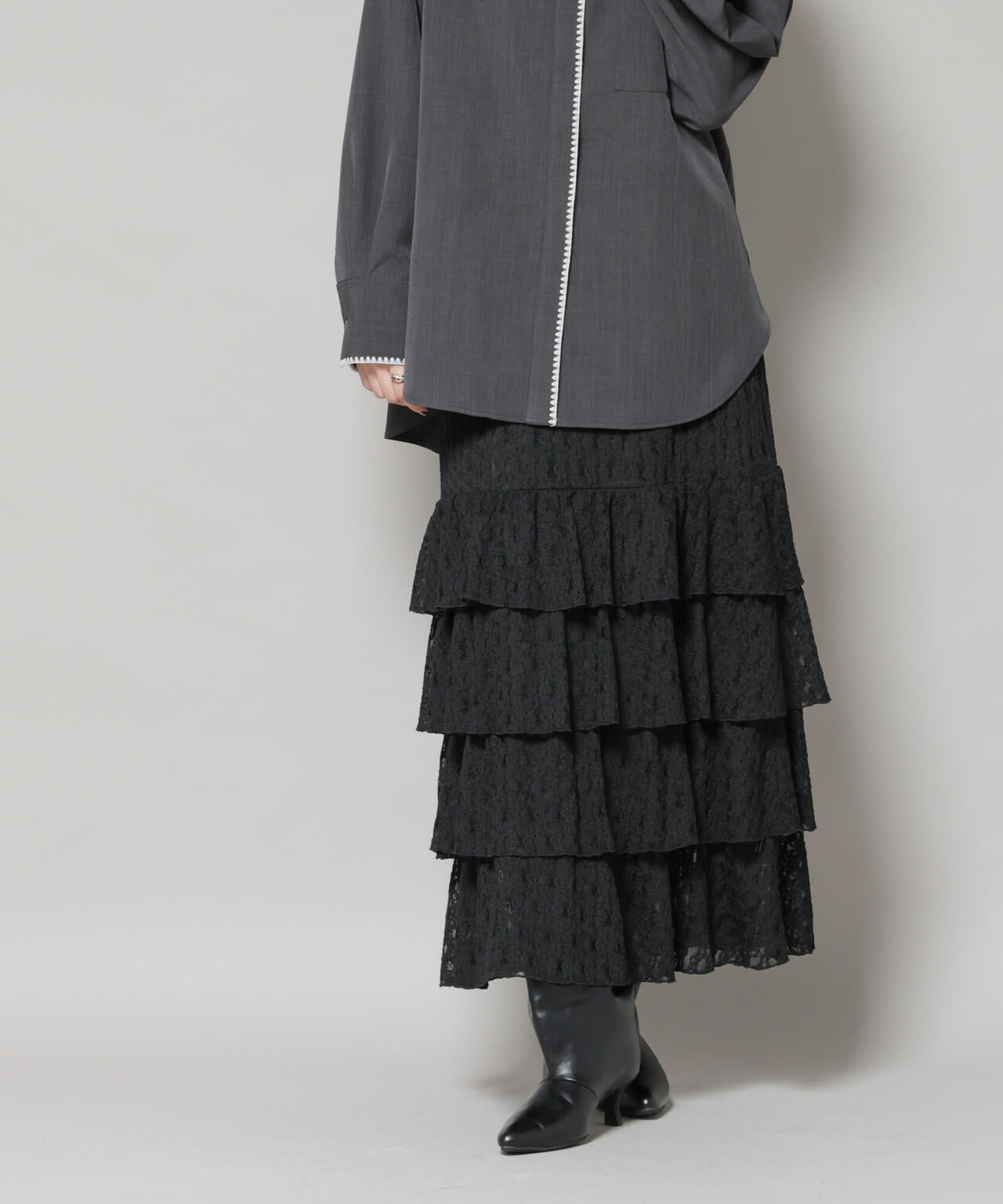 ティアード フリル レース スカート