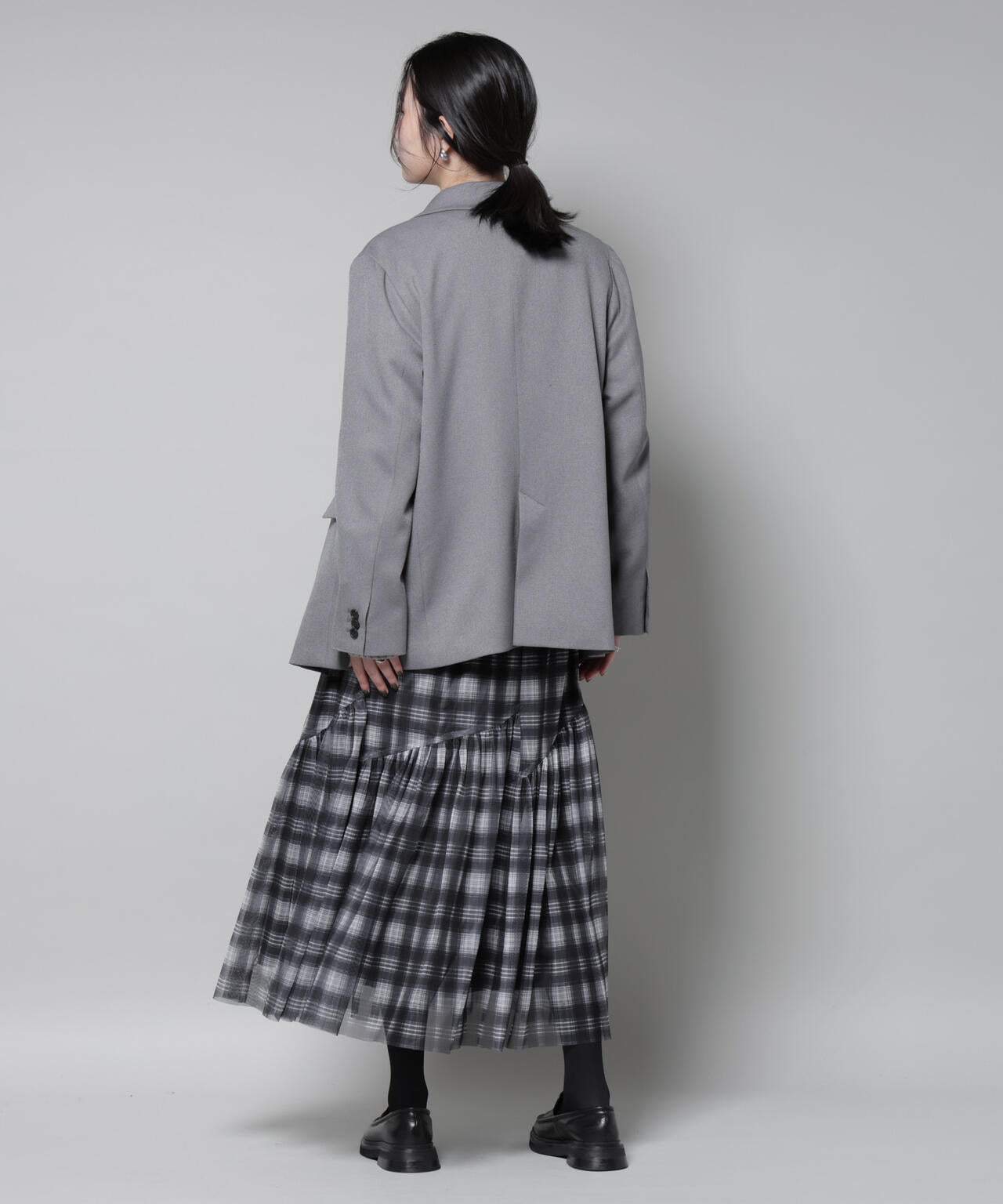 オンブレーチェック チュールスカート