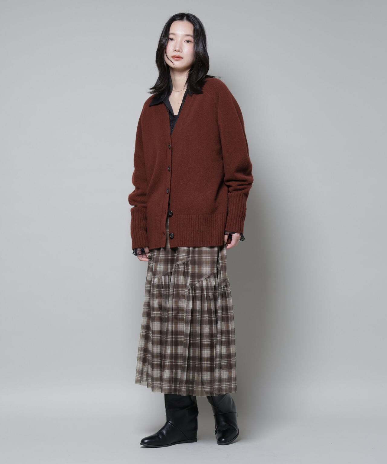 オンブレーチェック チュールスカート