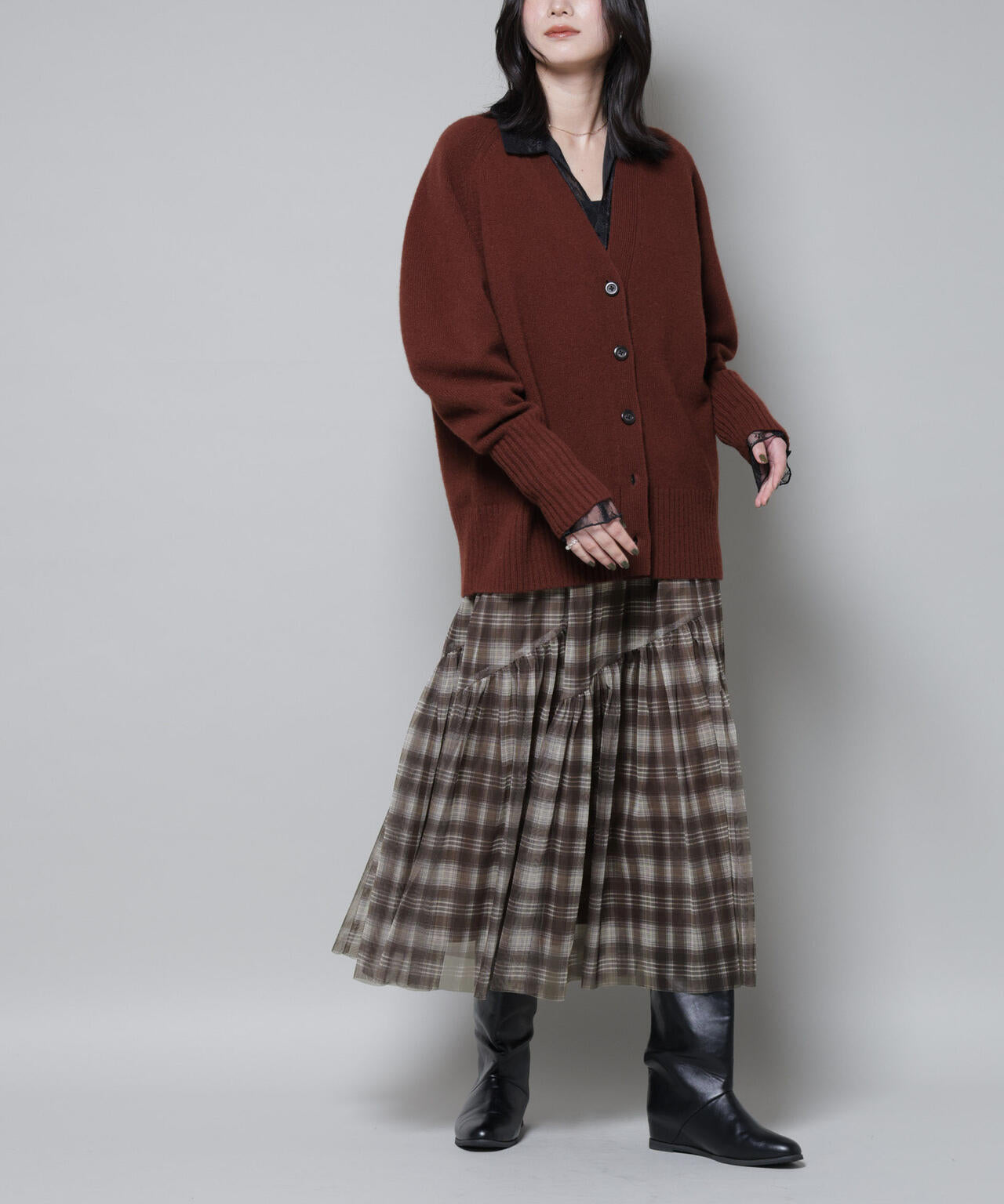 オンブレーチェック チュールスカート