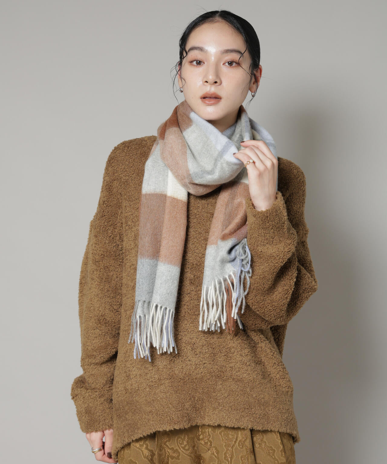 カシミヤ チェック ストール