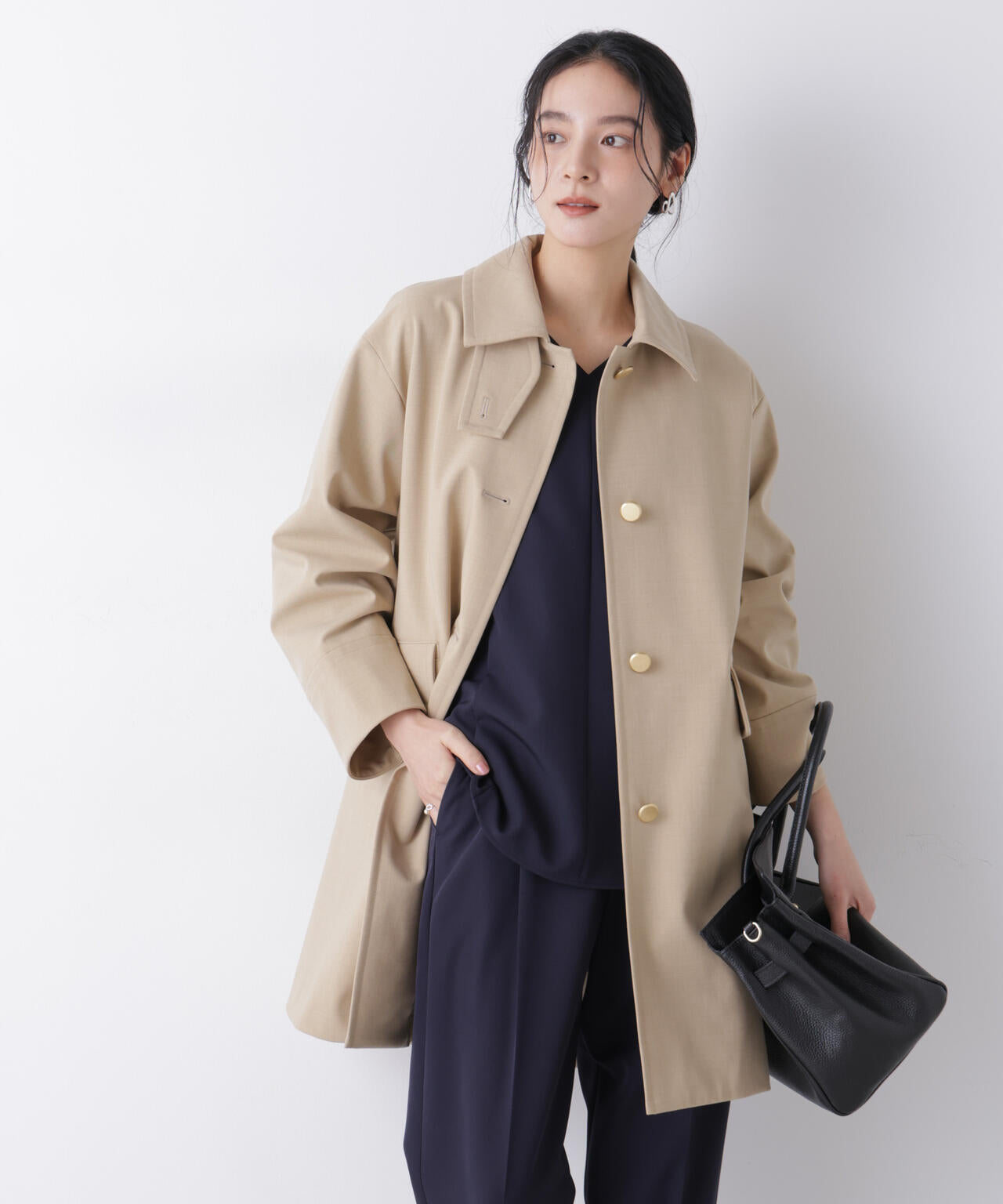 ボンディングステンカラーコート 6696111301