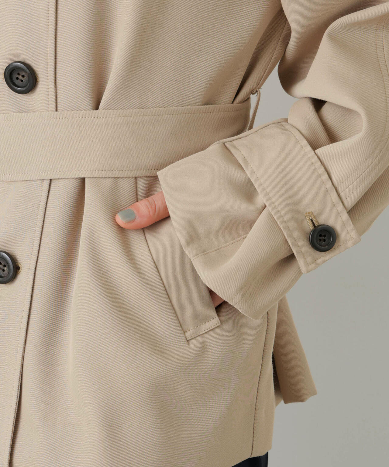 エアリーツイルベルテッドショートコート 6696111303