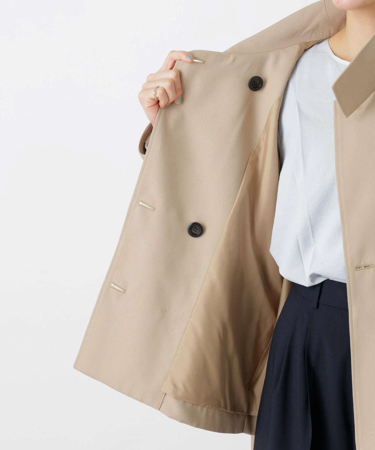 エアリーツイルベルテッドショートコート 6696111303